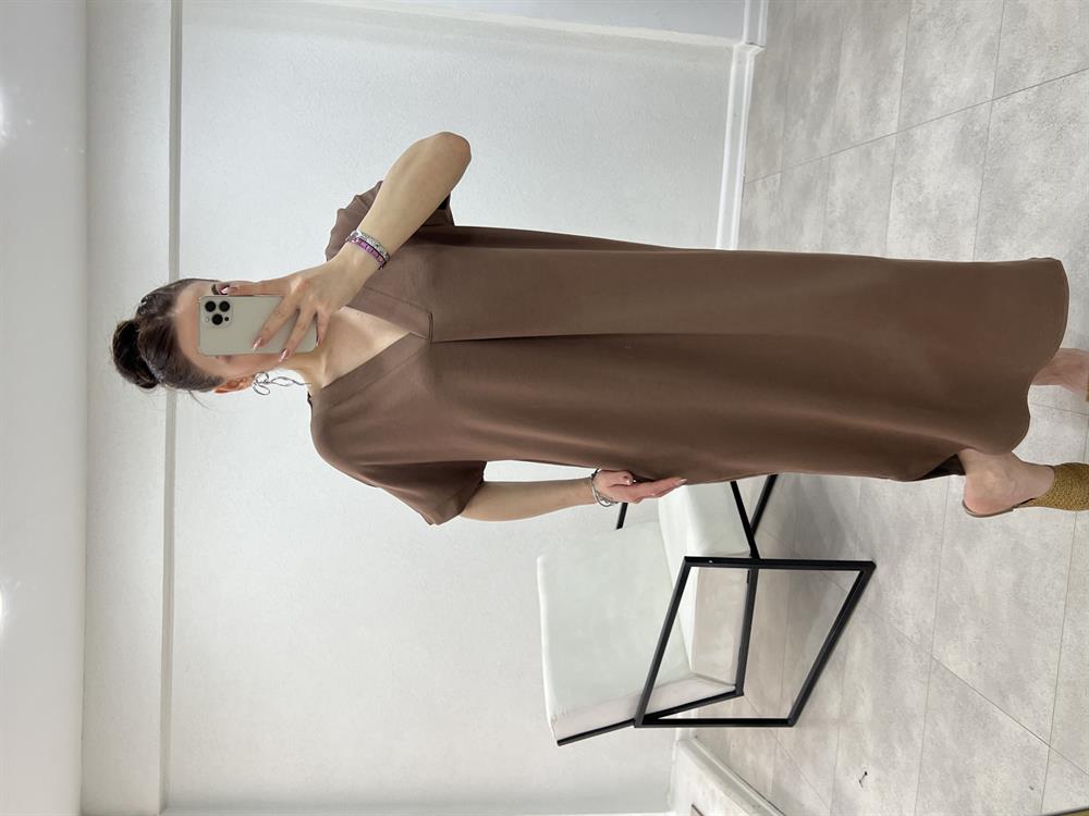 V Yaka Vi̇scon Penye Elbi̇se Kahverengi̇