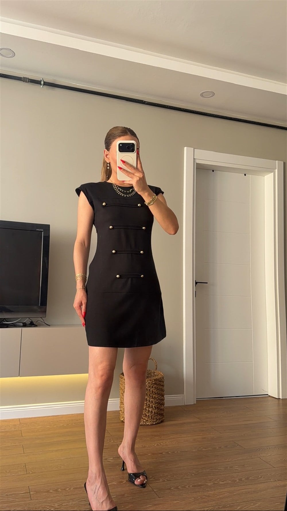 Vatkalı Kısa Modal Elbise 