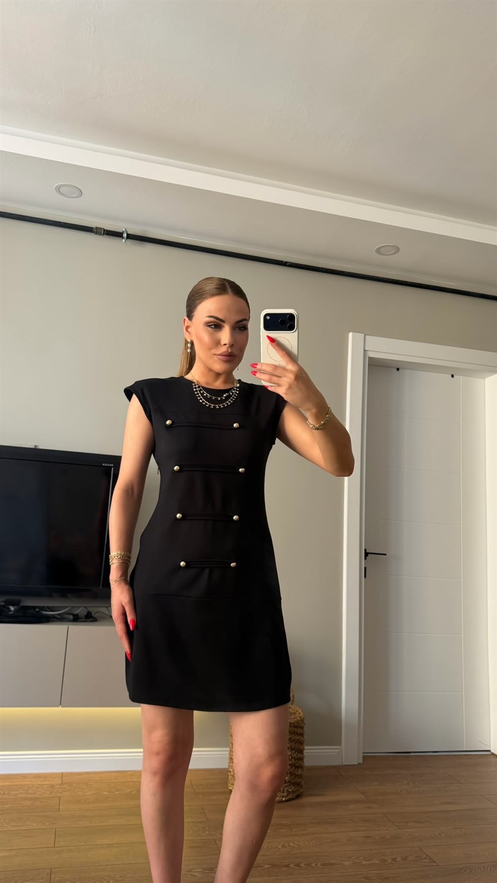 Vatkalı Kısa Modal Elbise 