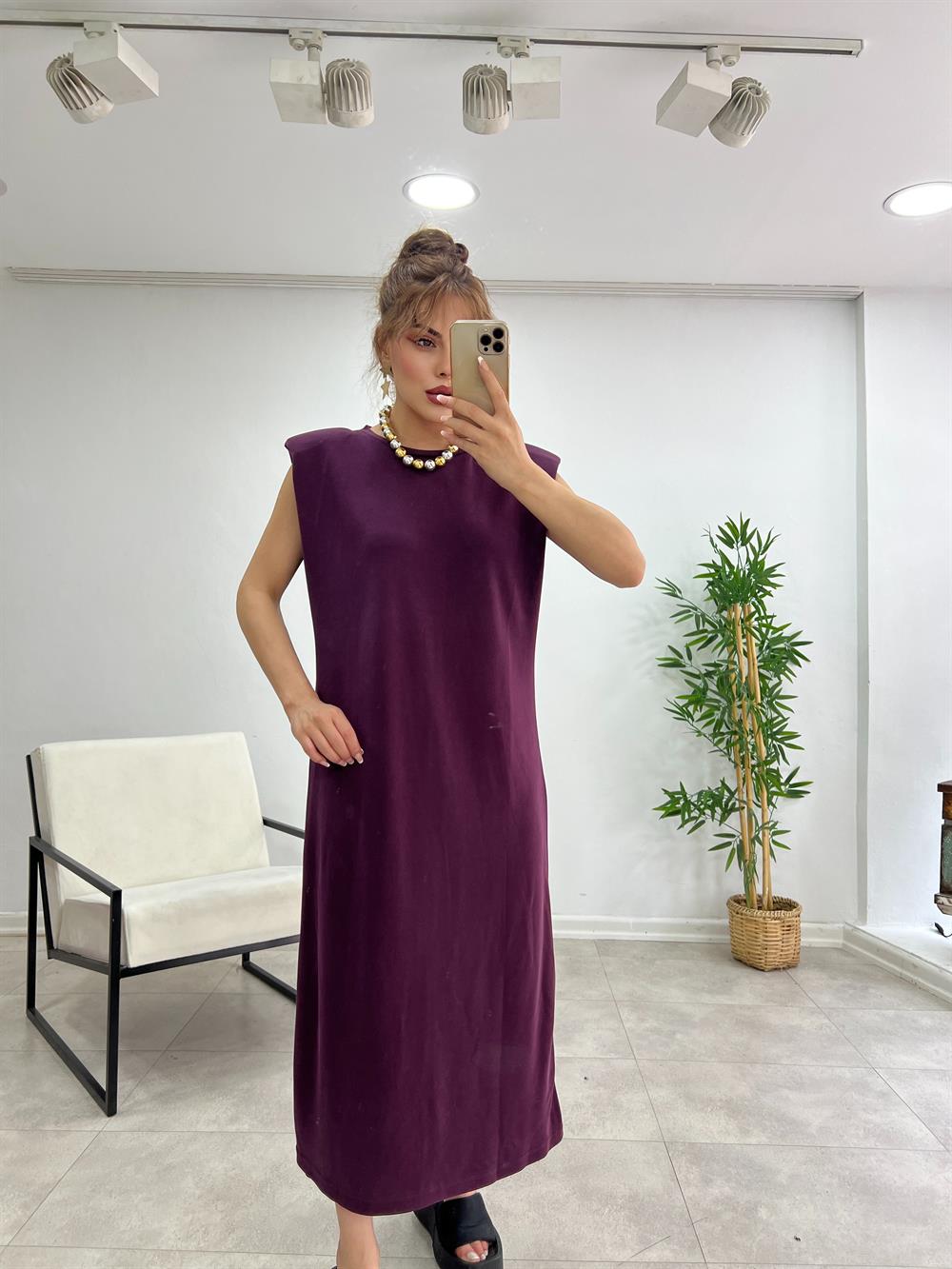 Vatkali Modal Kumaş Elbi̇se Bordo