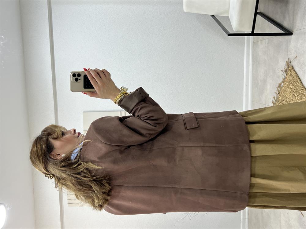 Vatkali Süet Ceket Aci Kahve