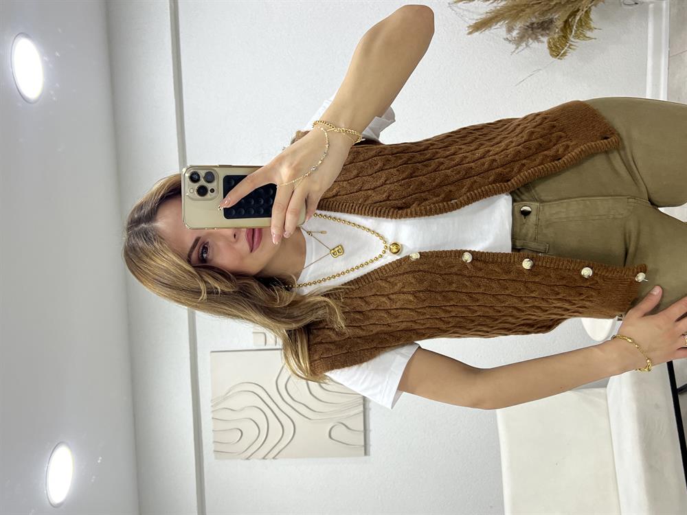 Vi̇ntage Örgü Yelek Kahve