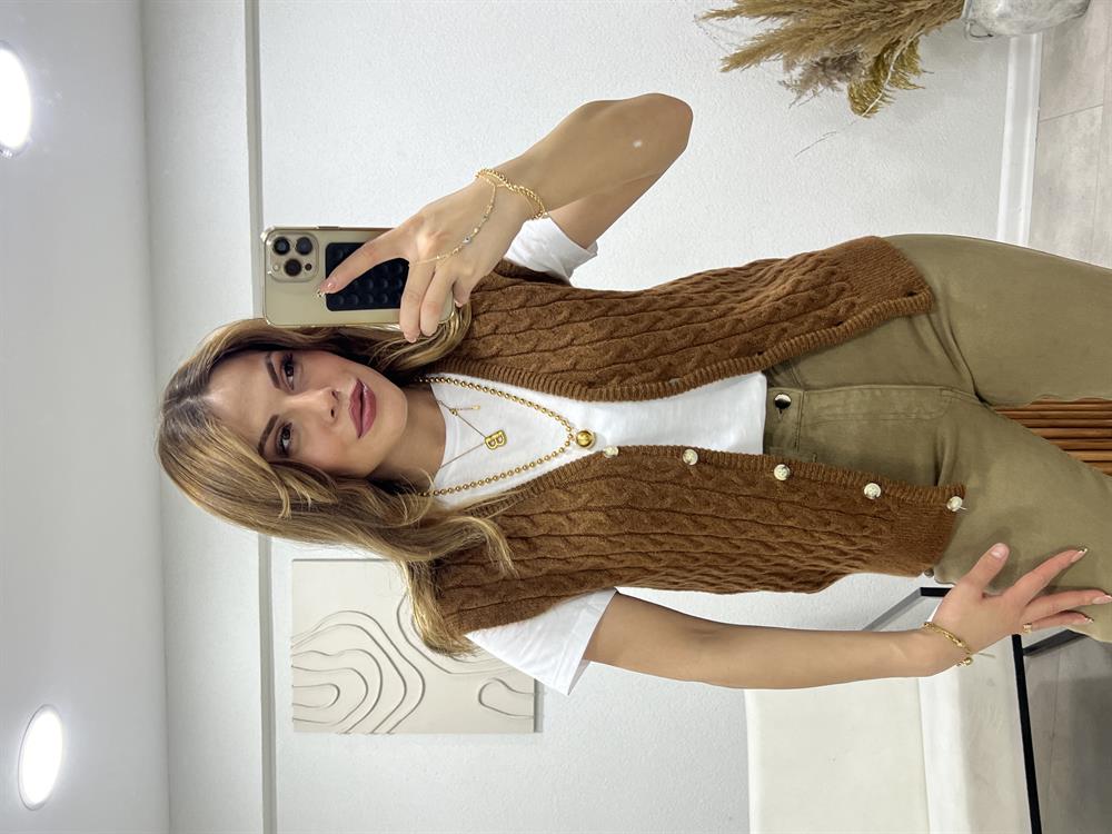 Vi̇ntage Örgü Yelek Kahve