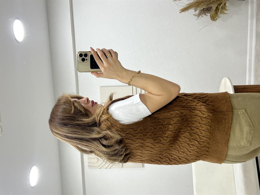 Vi̇ntage Örgü Yelek Kahve