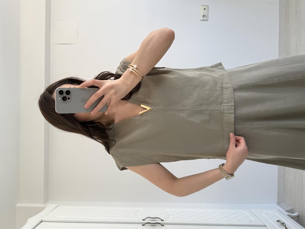 VİNTAGE AKSESUAR DETAYLI  YELEK YEŞİL