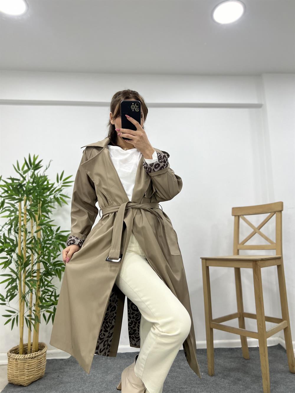 Vi̇zon Leopar Astarli Trençkot