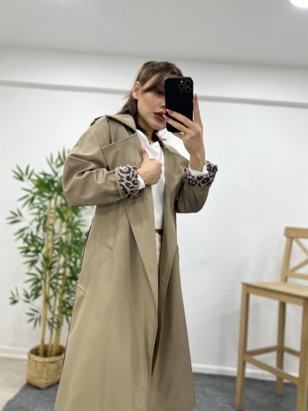 Vi̇zon Leopar Astarli Trençkot