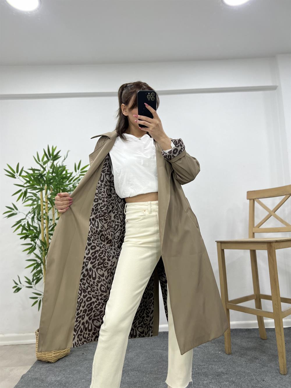 Vi̇zon Leopar Astarli Trençkot