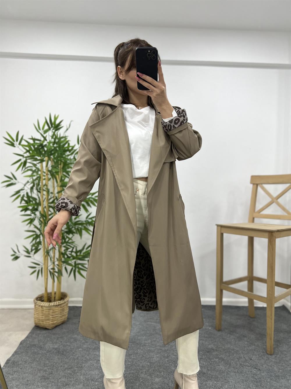 Vi̇zon Leopar Astarli Trençkot