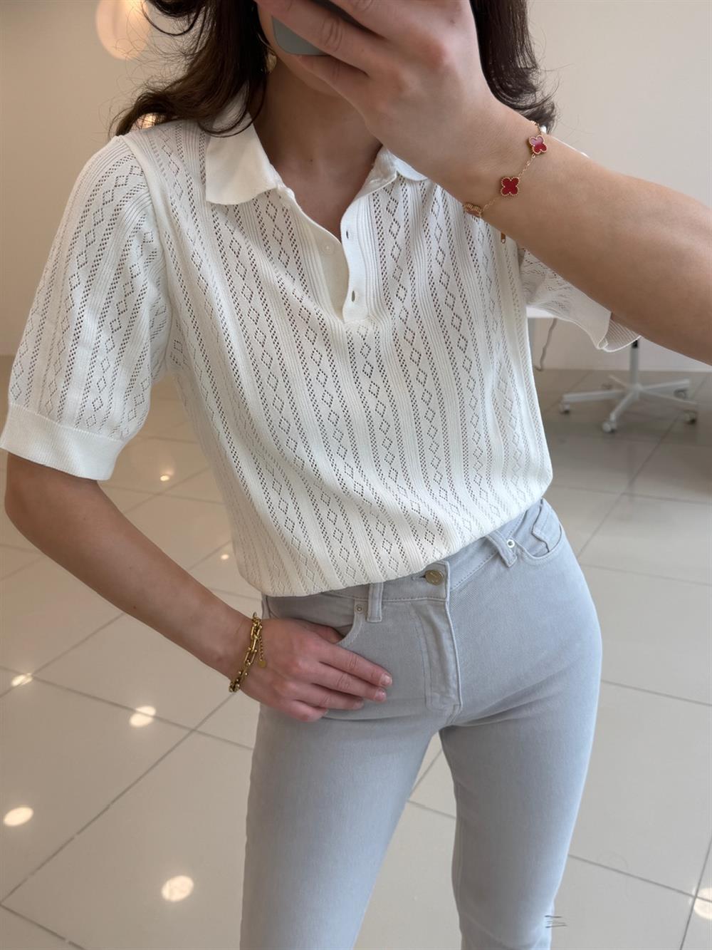 YAKASI DÜĞMELİMERSERİZE EKRU
