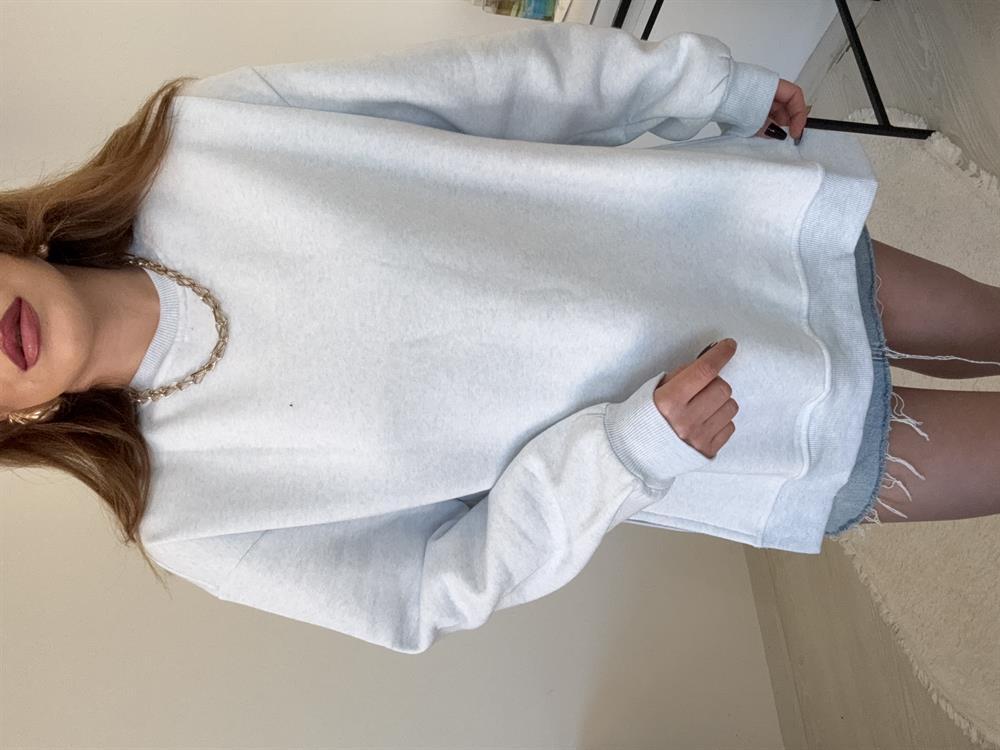 Yanlari Yirtmaçli Şardonlu Sweat Mavi̇