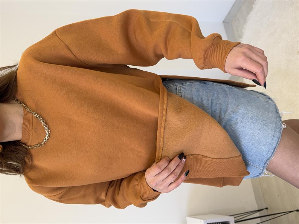 Yanlari Yirtmaçli Şardonlu Sweat Somon