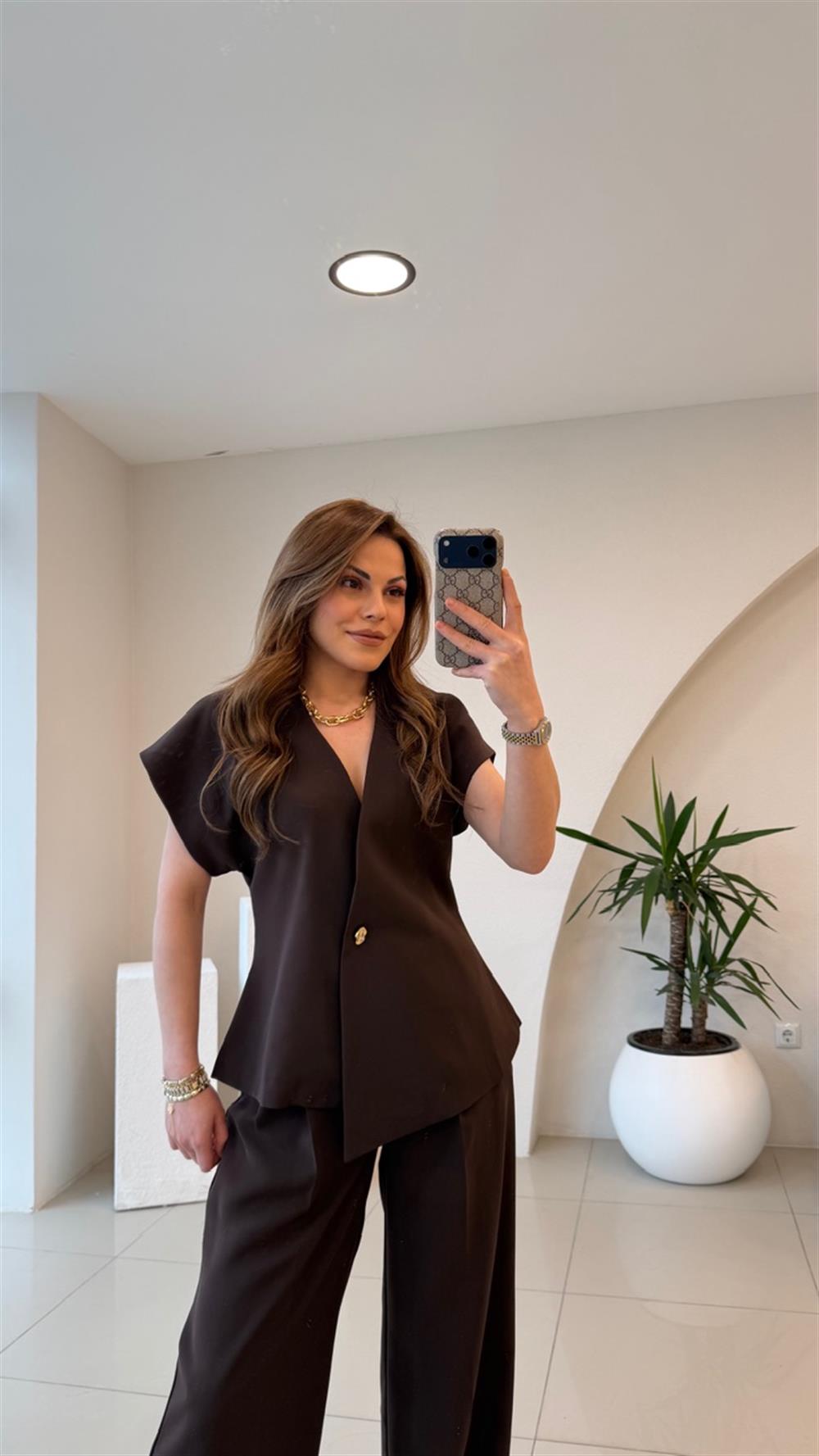 YELEKLİ İKİLİ TAKIM KAHVE