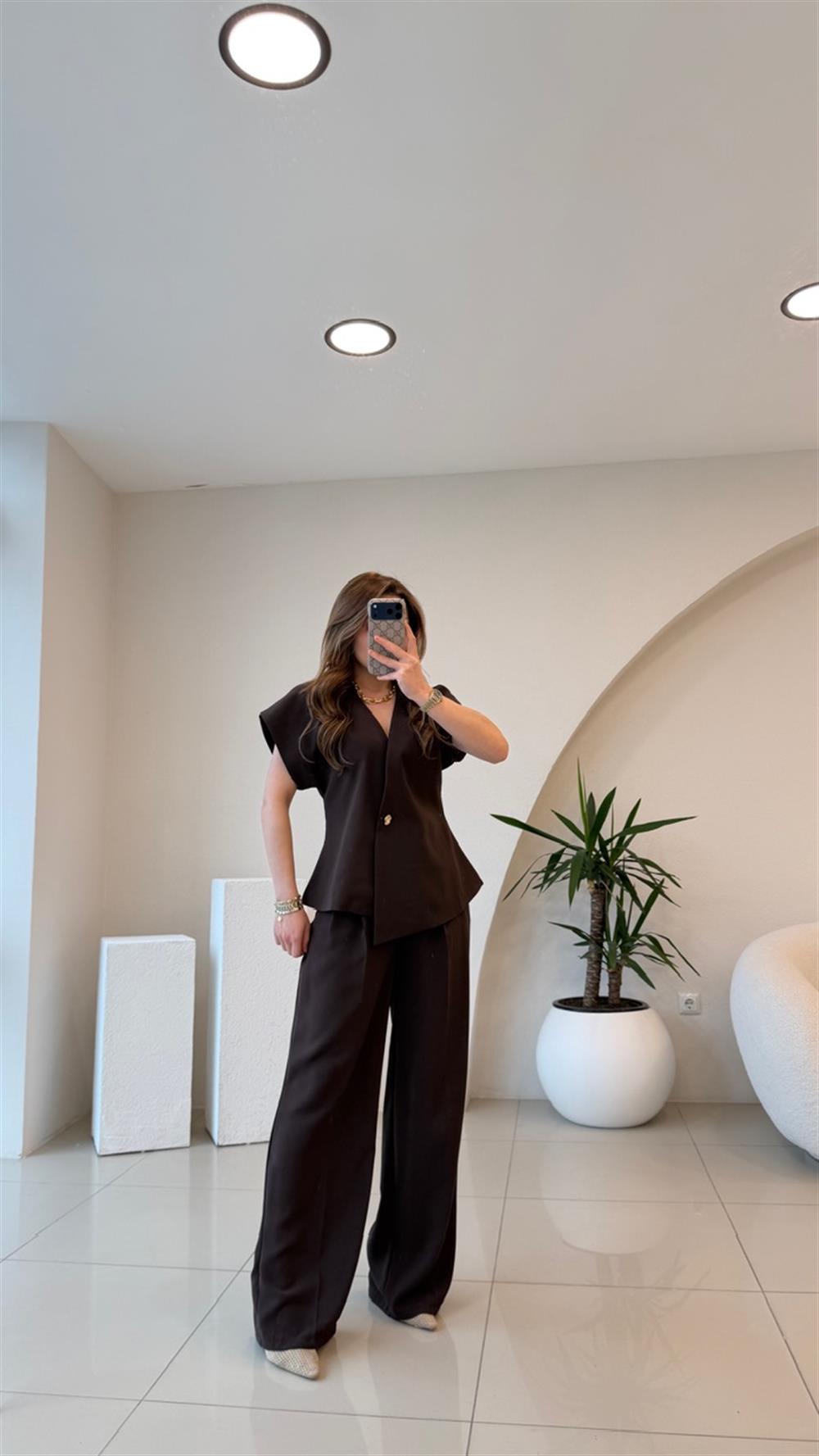 YELEKLİ İKİLİ TAKIM KAHVE