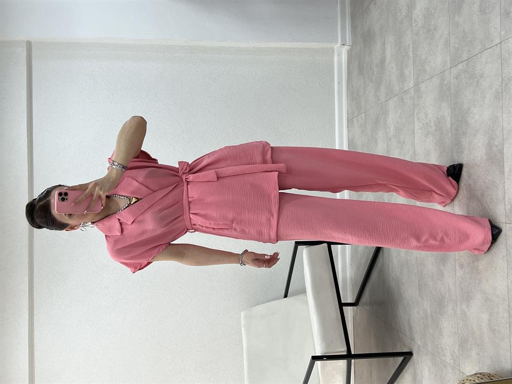 Yelekli̇ Palazzo Ayrobi̇n Takim Toz Pembe