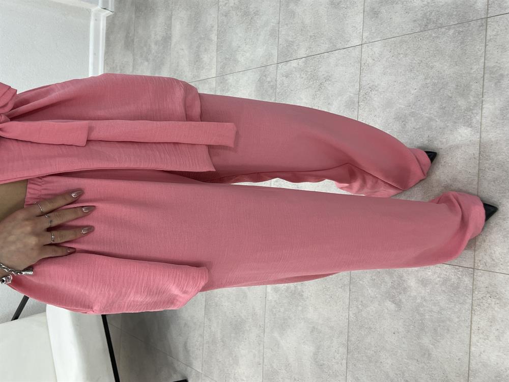 Yelekli̇ Palazzo Ayrobi̇n Takim Toz Pembe