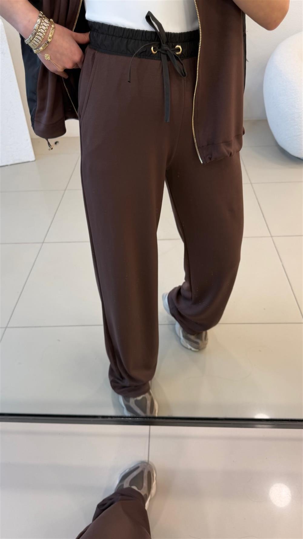 YELEKLİ YANLARI PARAŞÜT TAKIM KAHVE