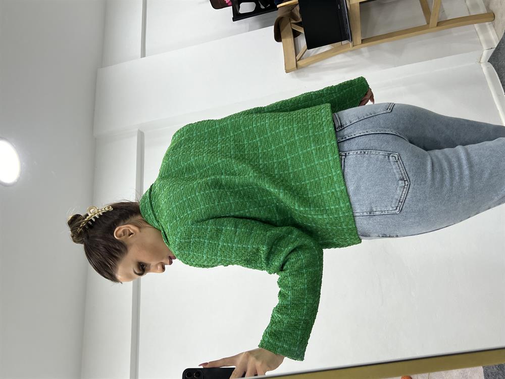 Yeşi̇l Gold Düğme Detayli Blazer Ceket