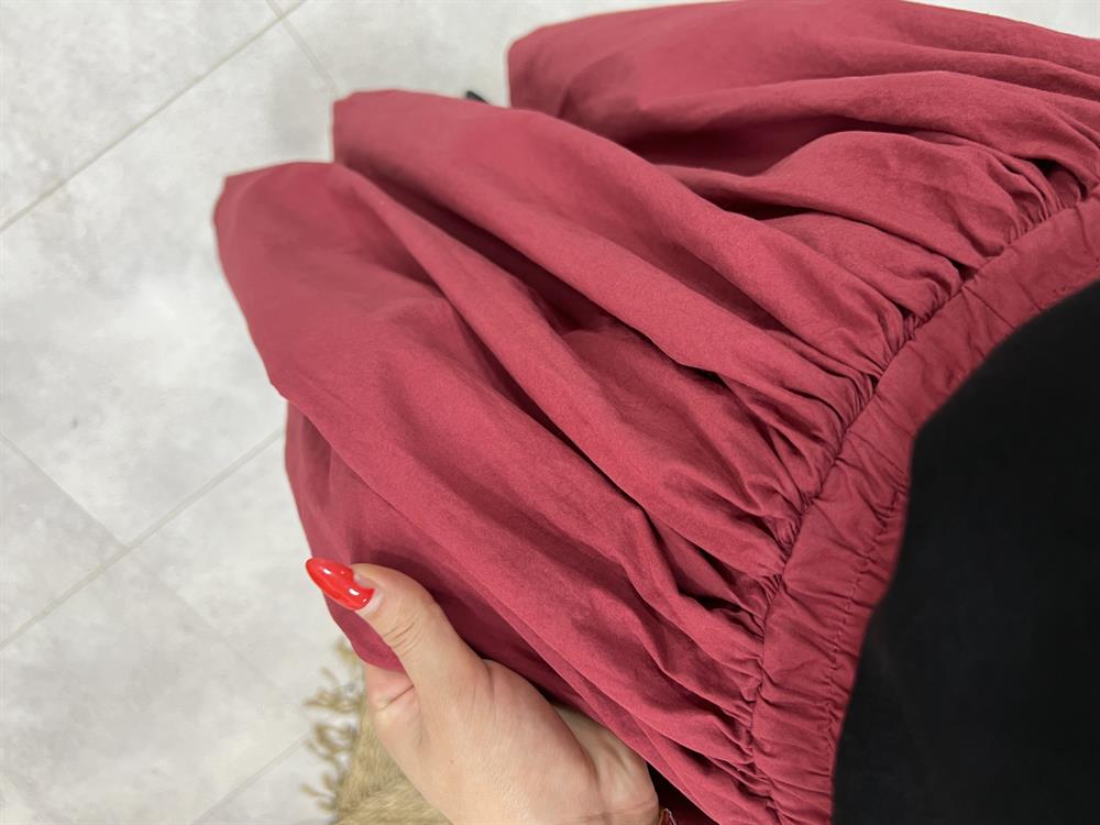 Yikamali Premi̇um Seri̇ Popli̇n Etek Bordo