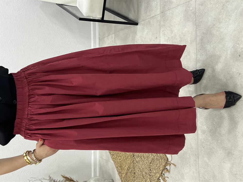 Yikamali Premi̇um Seri̇ Popli̇n Etek Bordo
