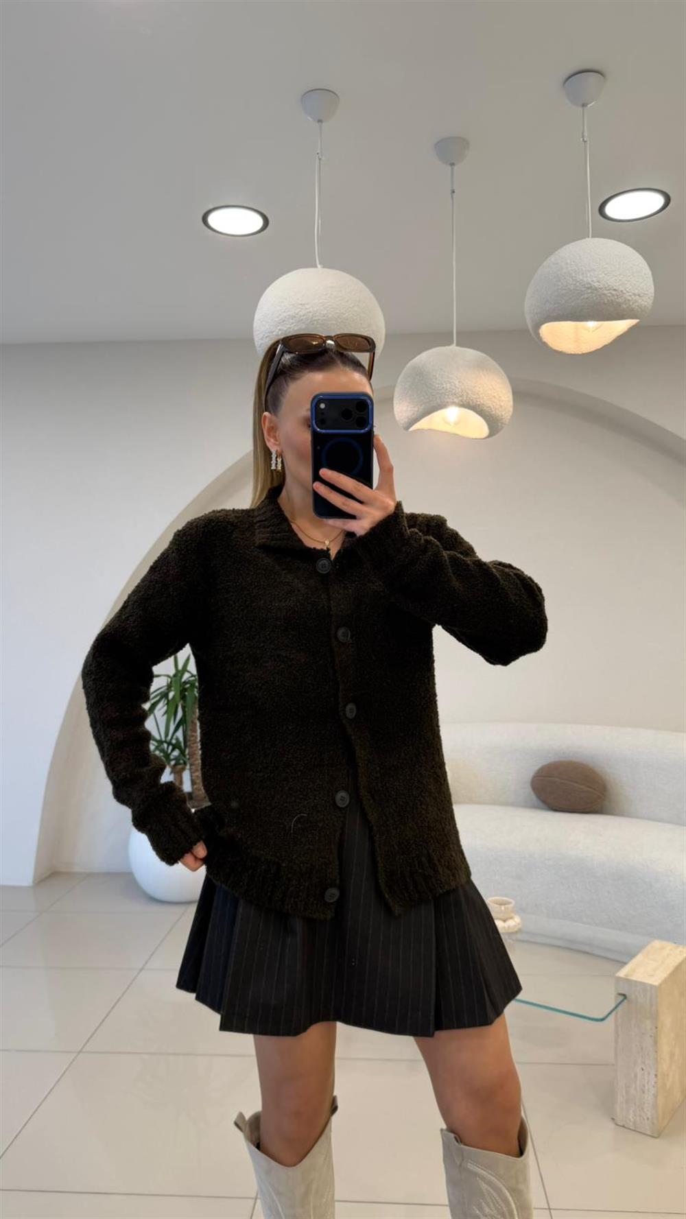 YUMOŞ DOKU BUKLET HIRKA KAHVE