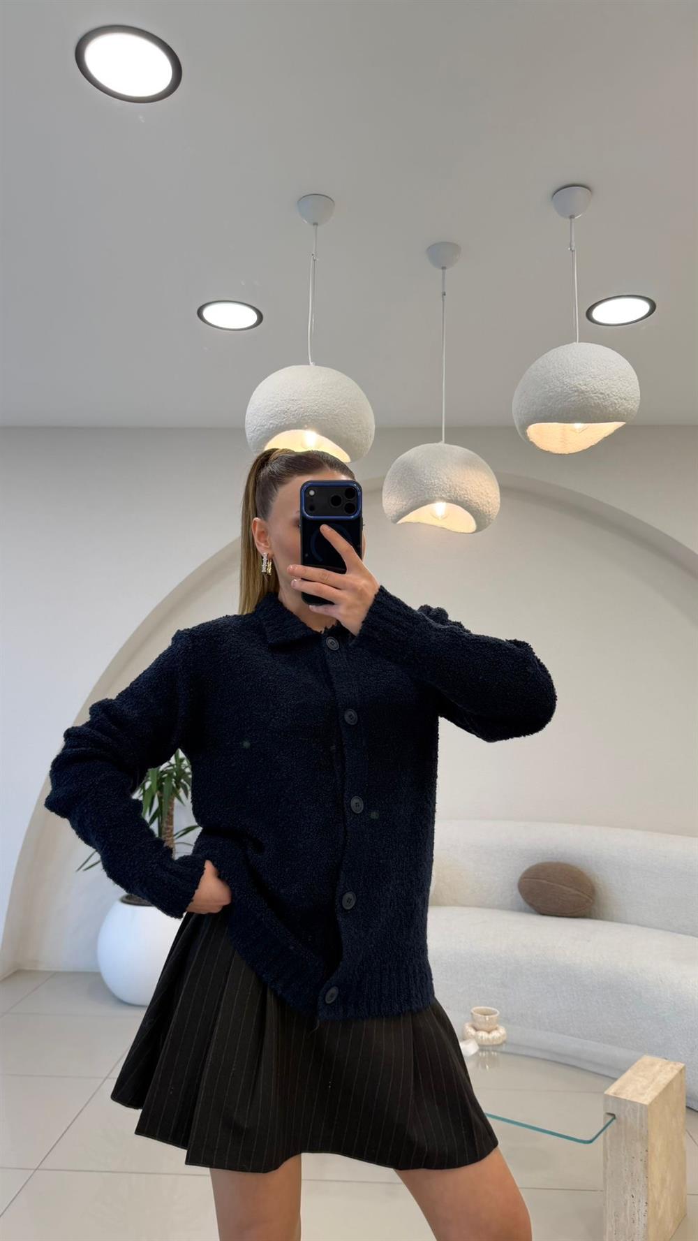 YUMOŞ DOKU BUKLET HIRKA LACİVERT