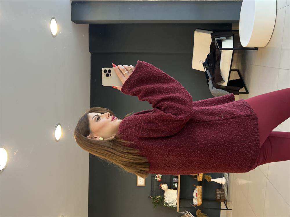 Yumuşak Dokulu Basi̇c Kazak Bordo