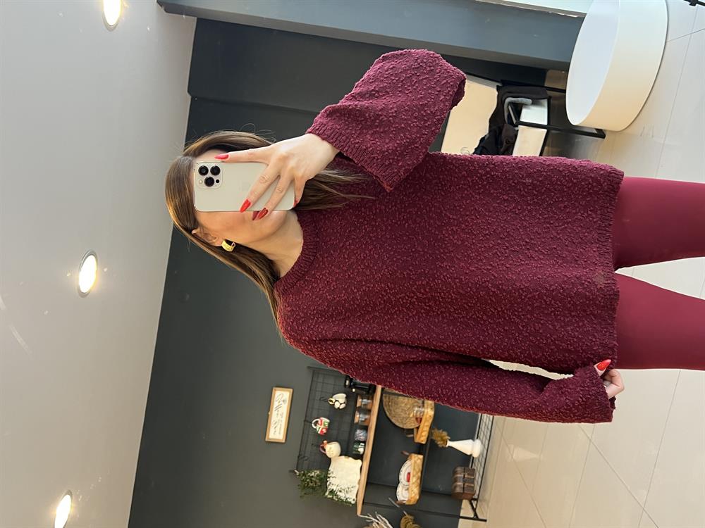 Yumuşak Dokulu Basi̇c Kazak Bordo