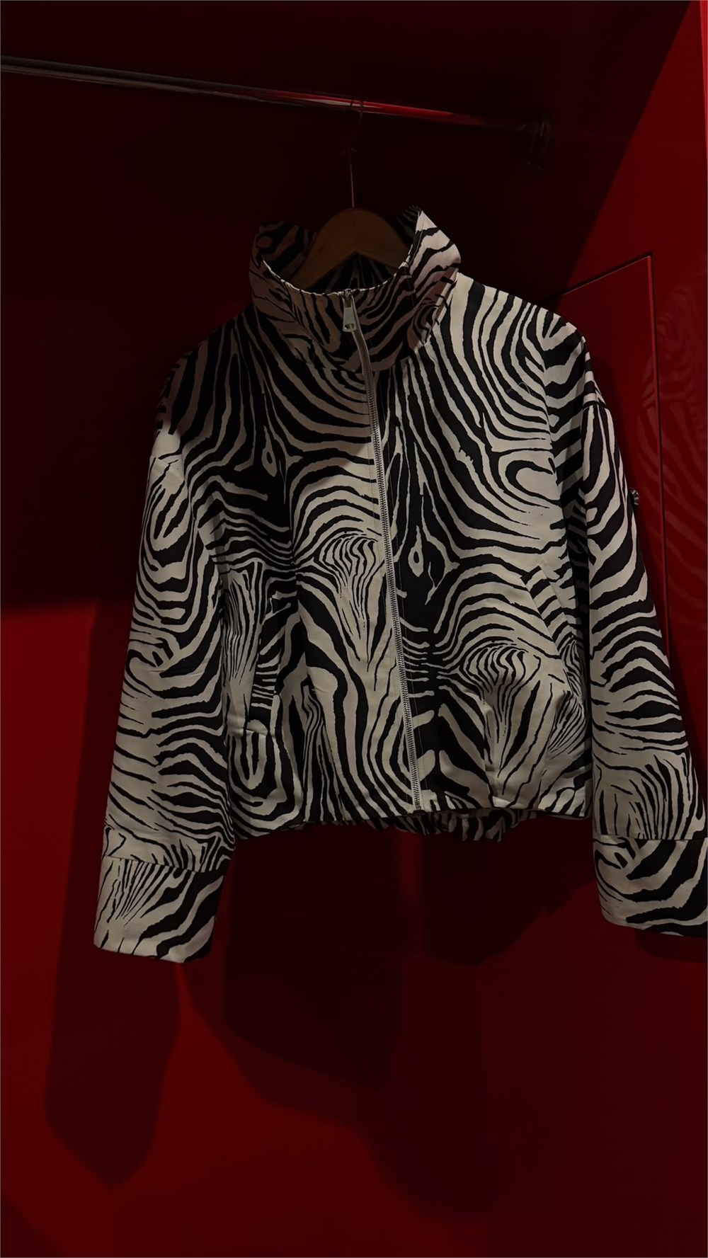 Zebra Desenli Dik Yaka Fermuarlı Ceket