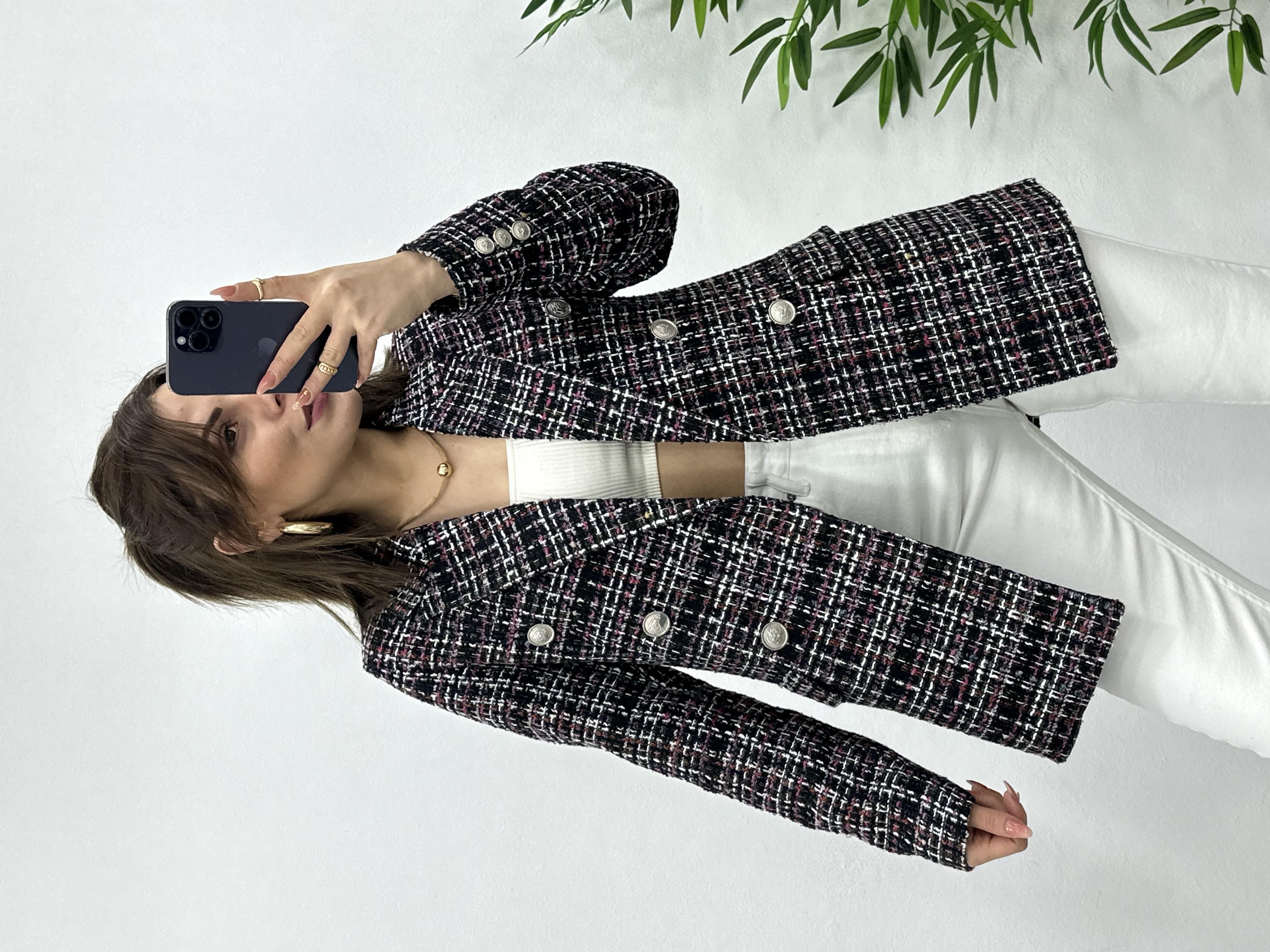  SİYAH EKOSE DESEN BELAZER CEKET