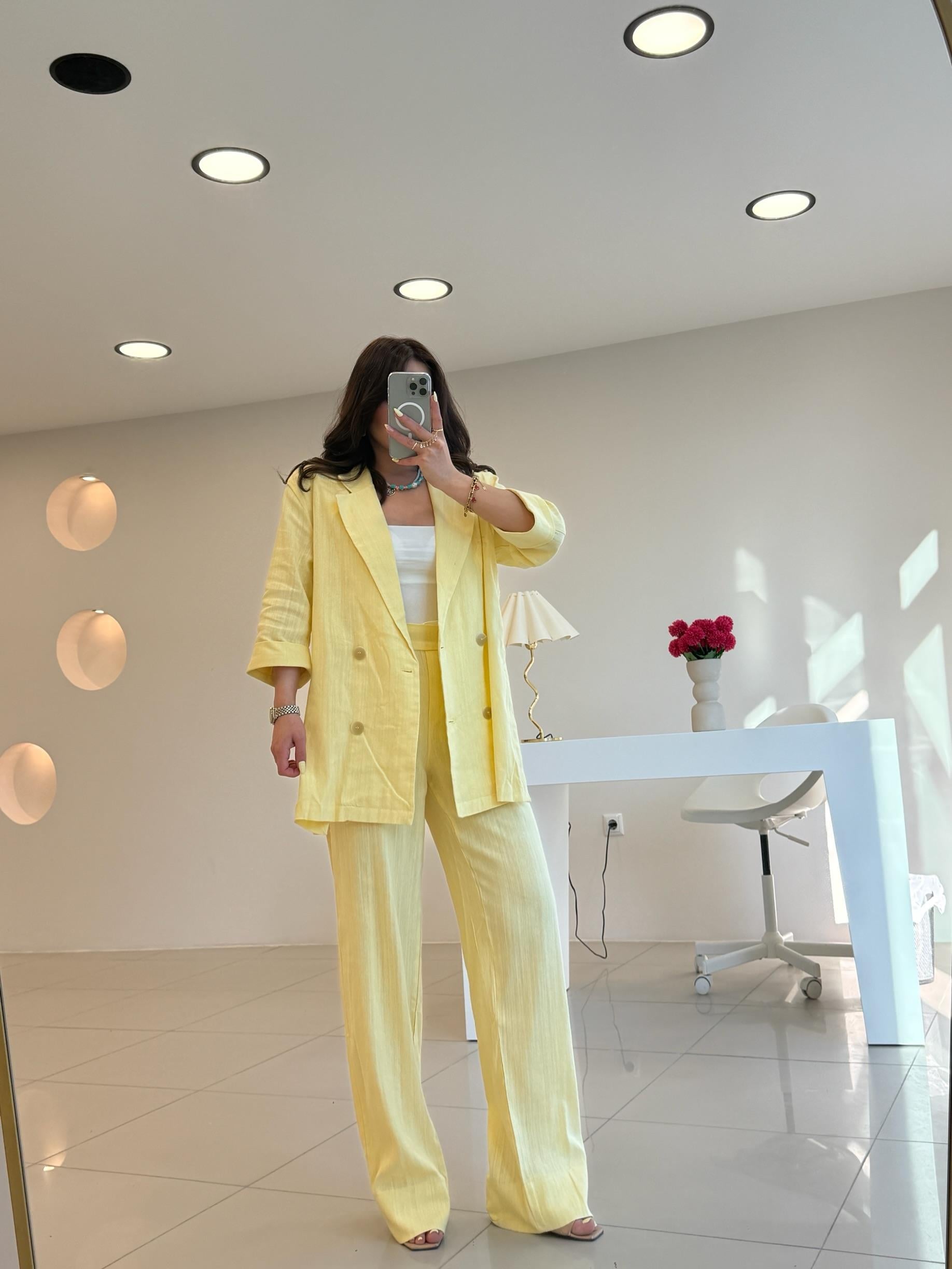 %100 KETEN İKİLİ TAKIM SARI