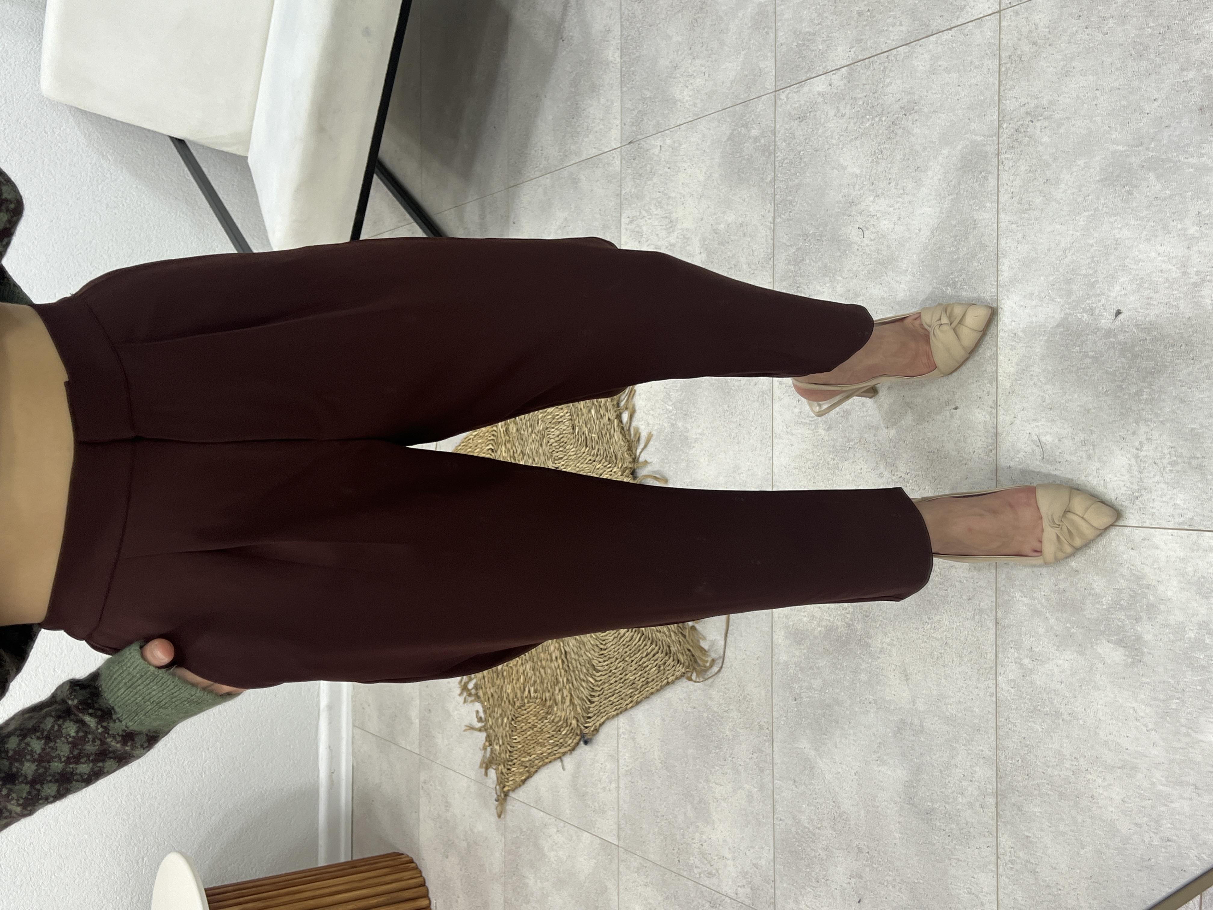 ARKA BELİ LASTİKLİ KUMAŞ PANTOLON KAHVE