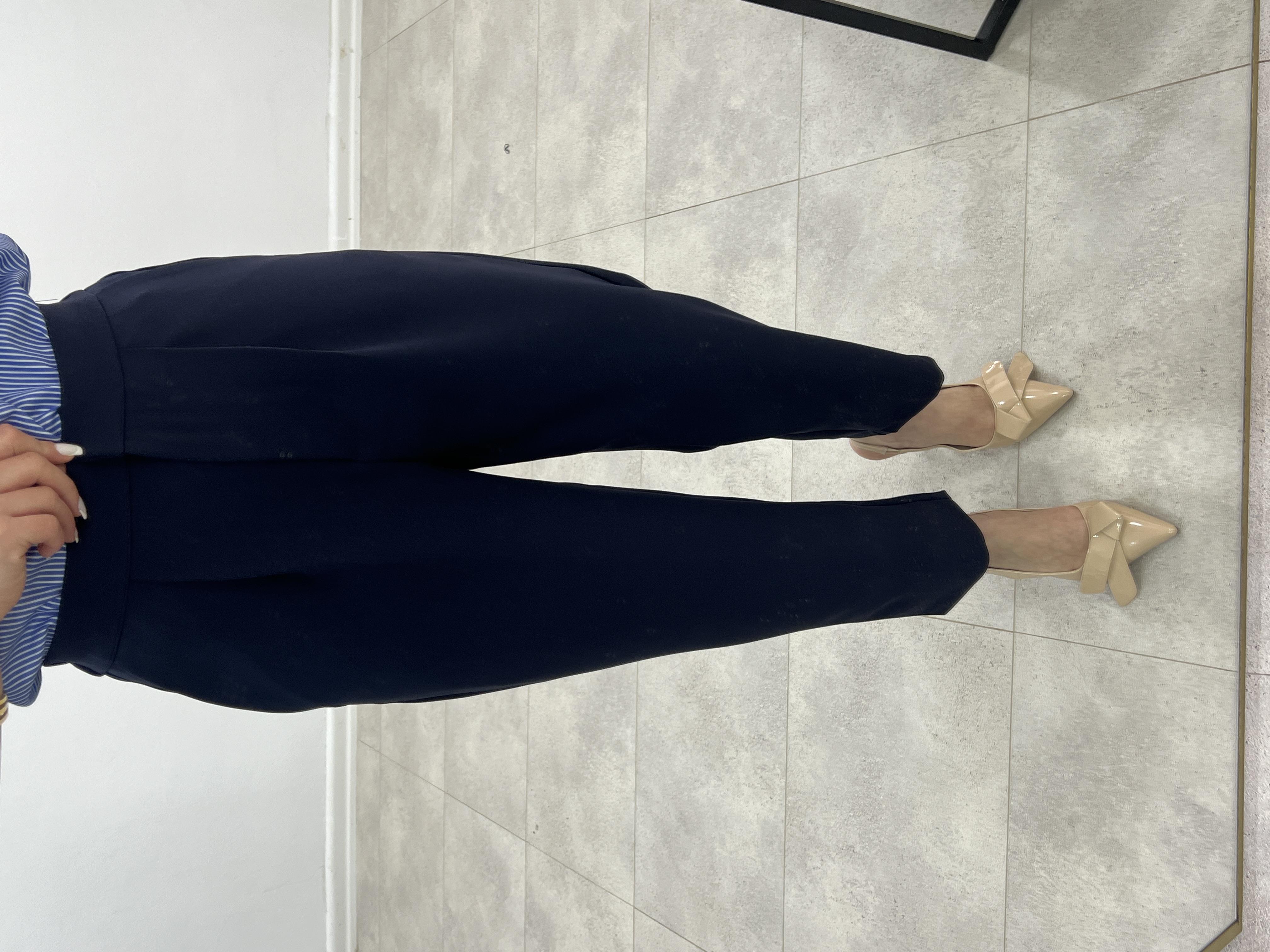 ARKA BELİ LASTİKLİ KUMAŞ PANTOLON LACİVERT