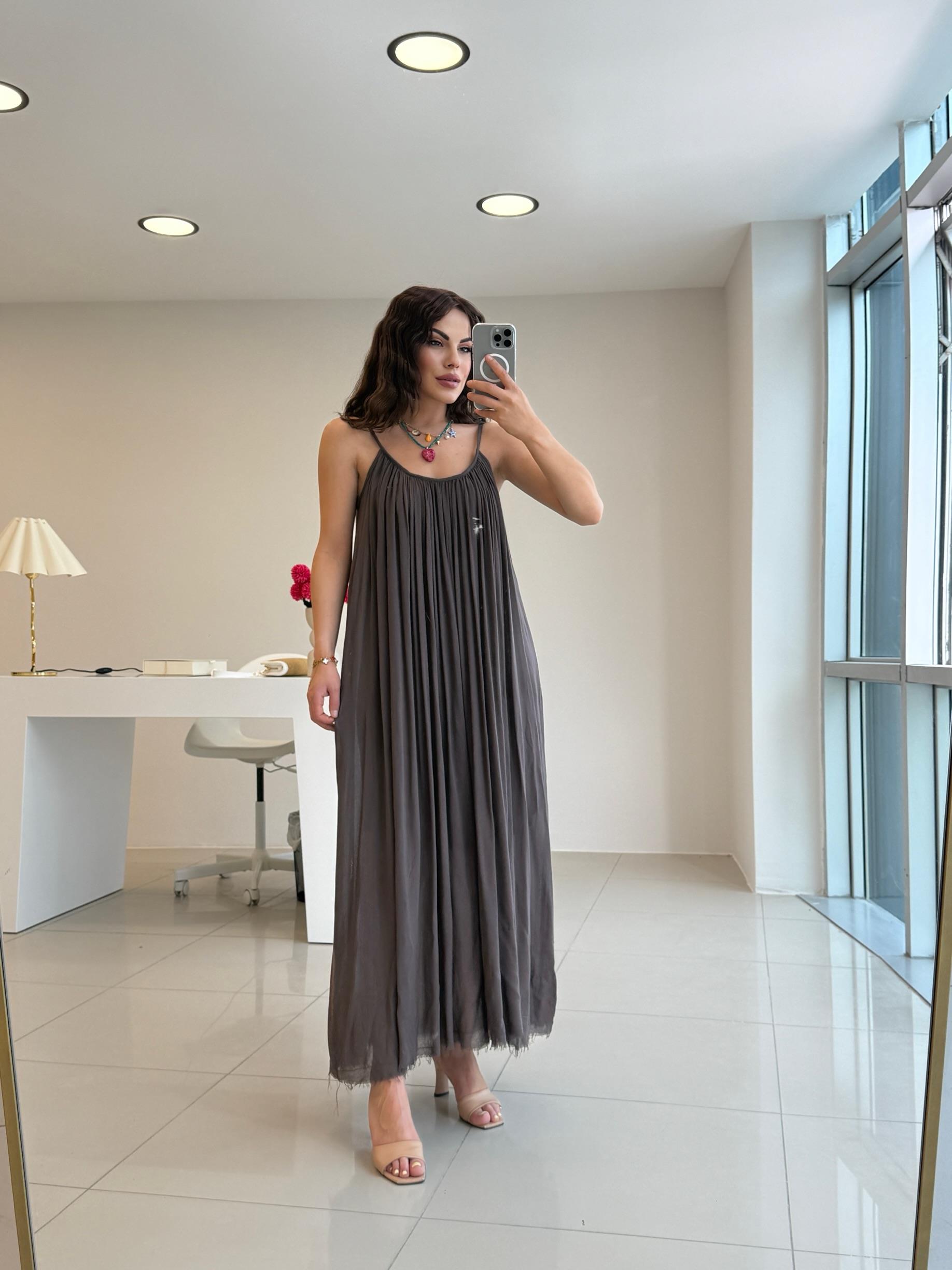 ASKILARI AYARLANABİLİR BOHEM ELBİSE ACI KAHVE