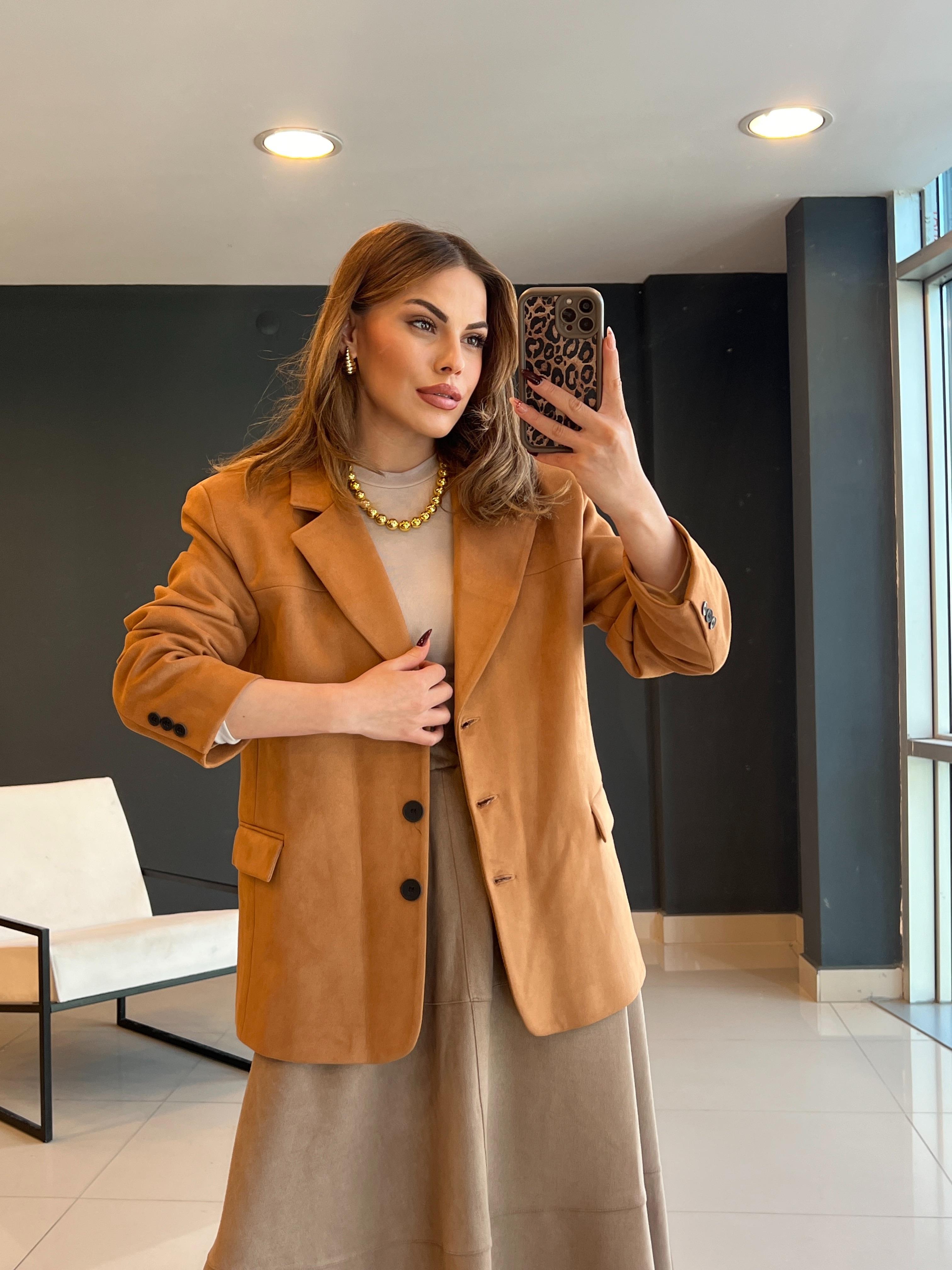 ASTARLI SÜET BLAZER CEKET TARÇIN 