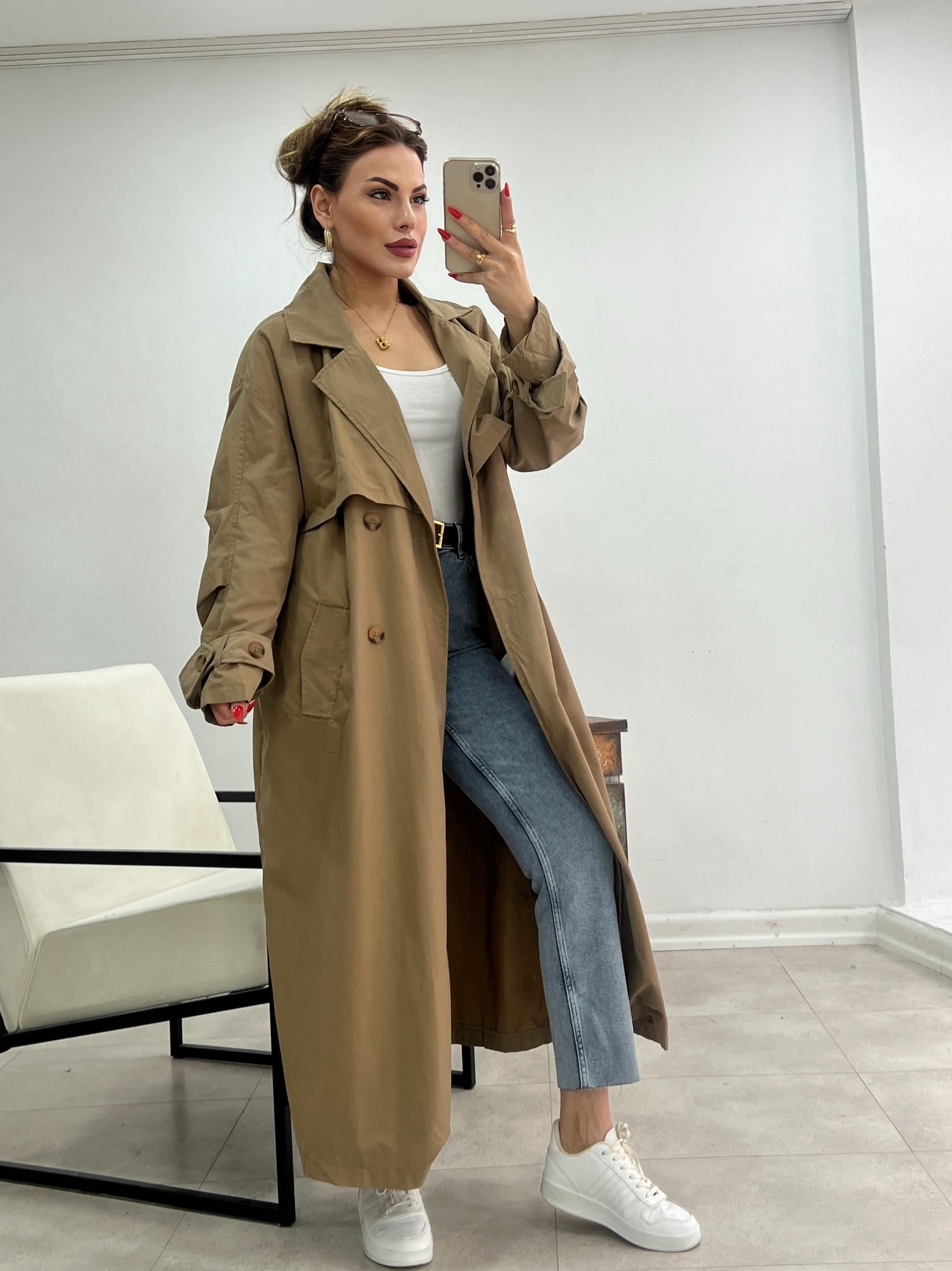 ASTARSIZ MEVSİMLİK CAMEL TRENKOT