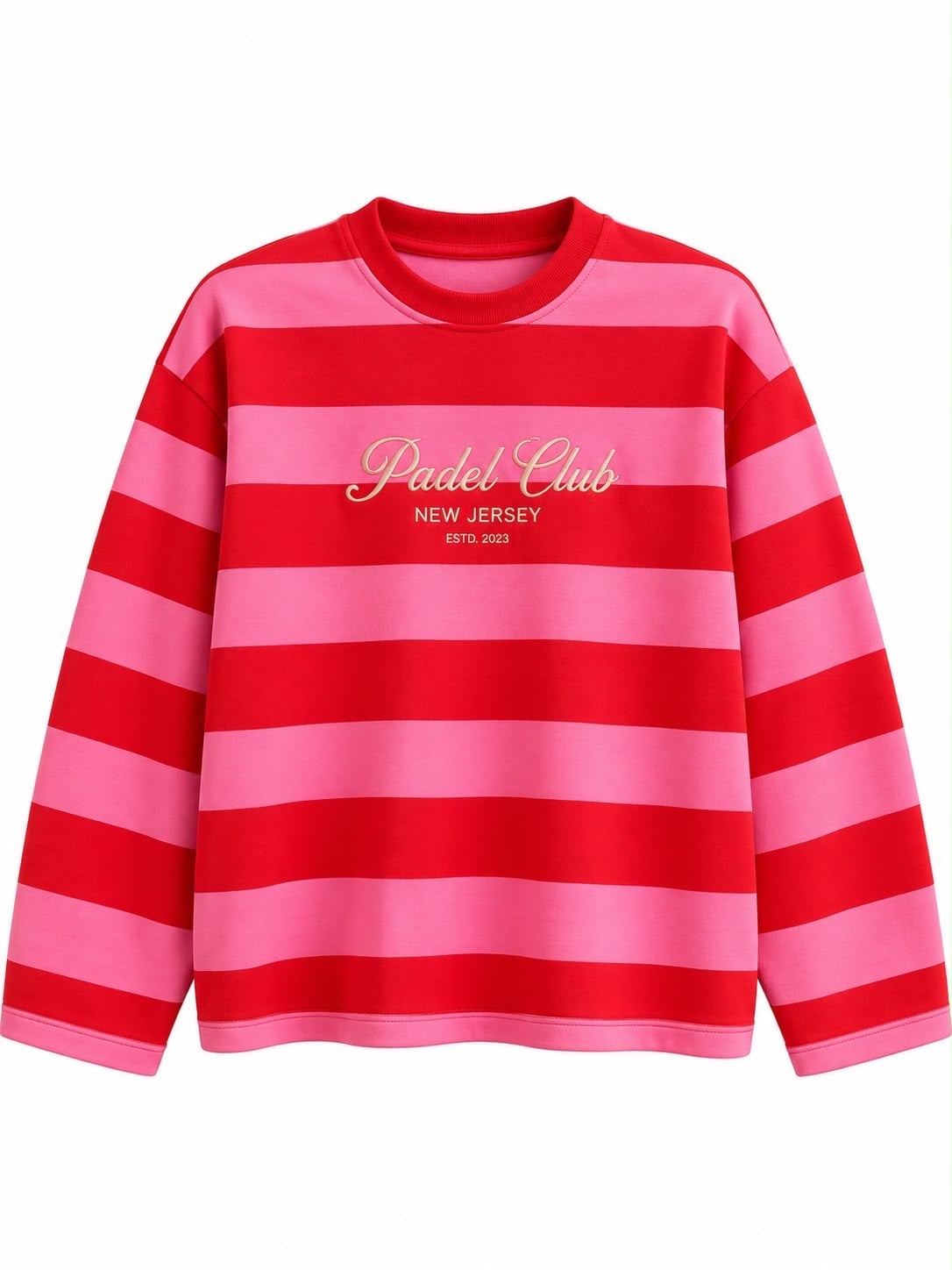 Atlantik Club Baskılı Çizgili Sweatshırt Pembe