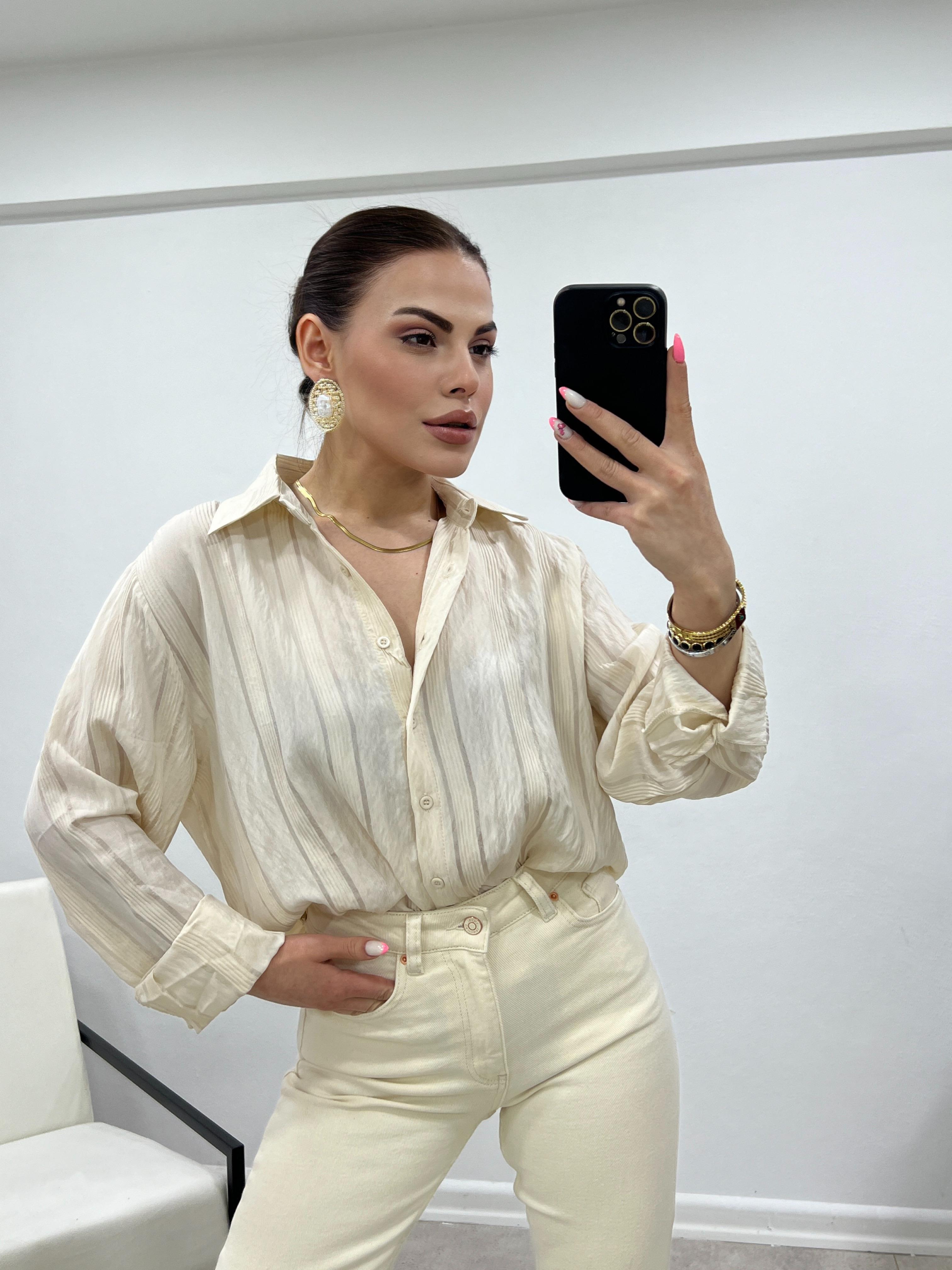 AYROBİN KETEN ÇİZGİLİ GÖMLEK