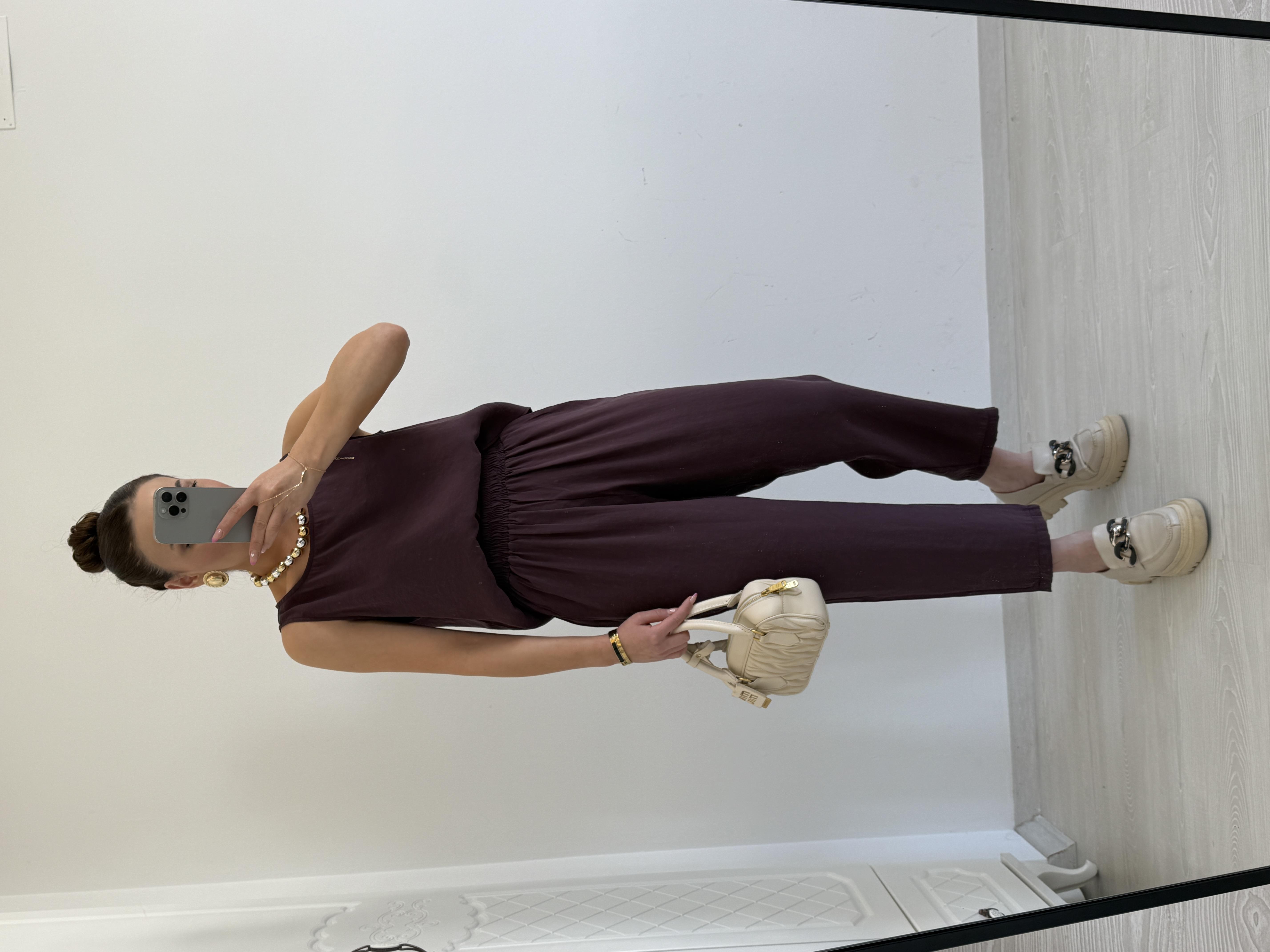 AYROBİN KETEN İKİLİ TAKIM BORDO