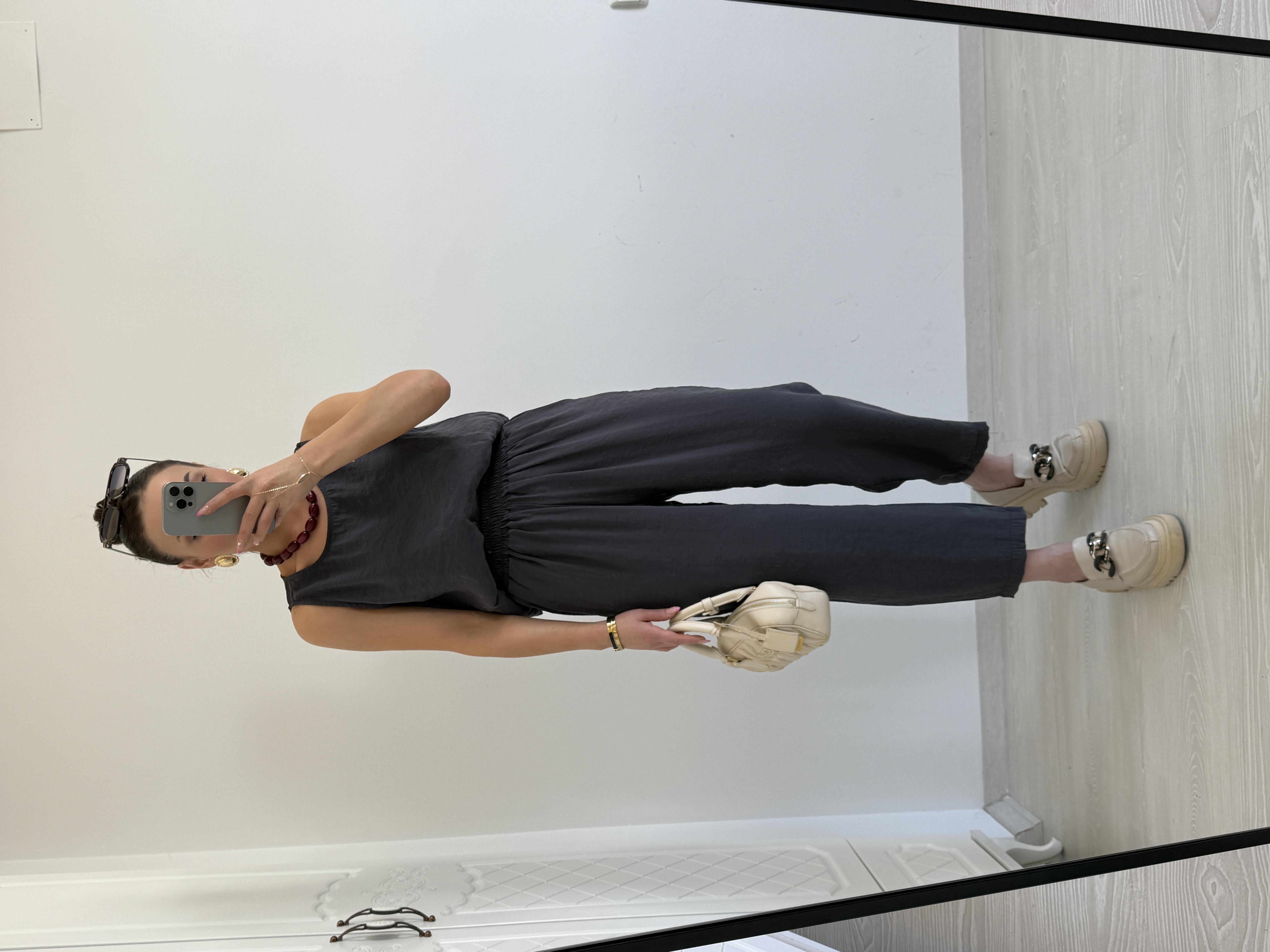 AYROBİN KETEN İKİLİ TAKIM GRİ