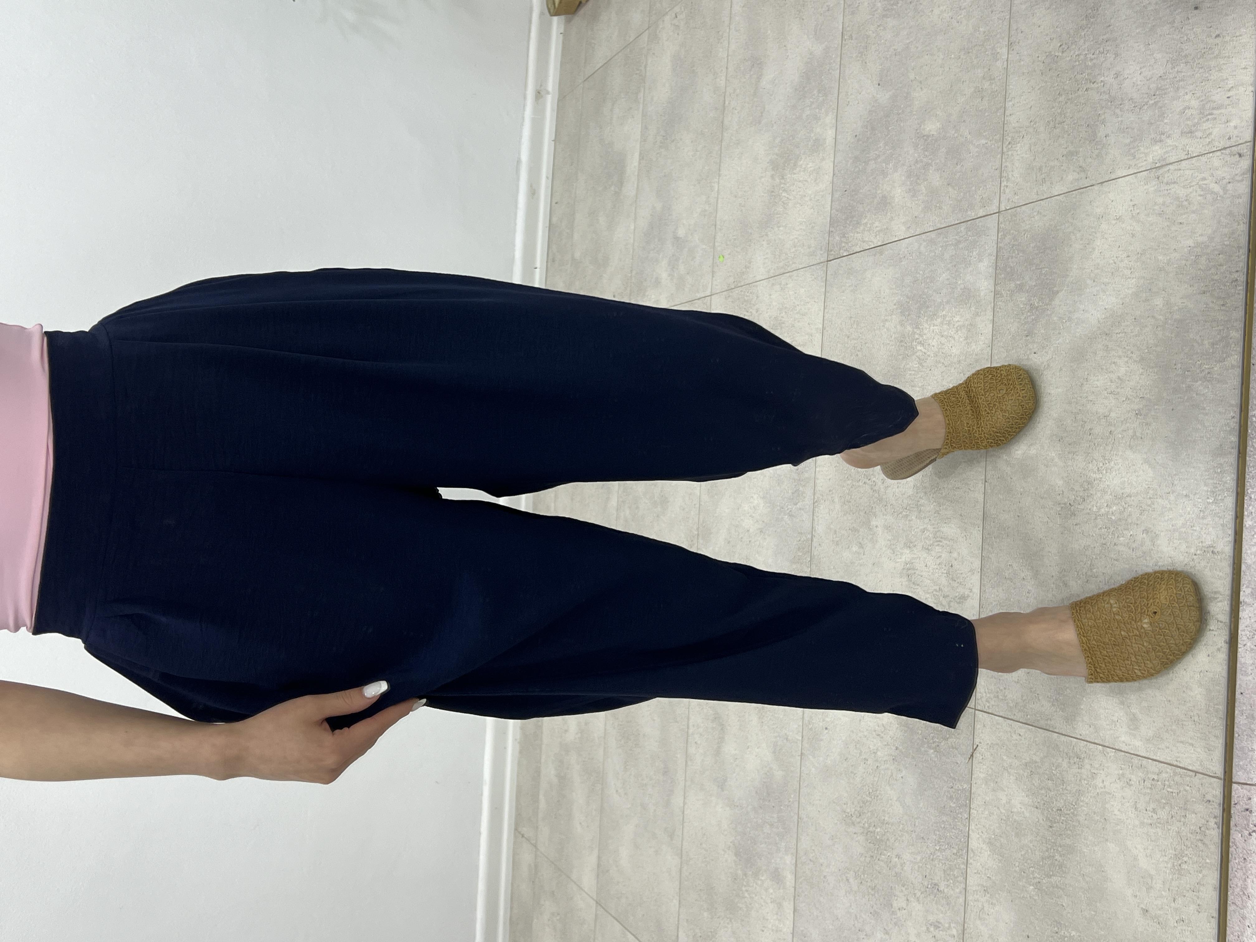 AYROBİN KETEN ŞALVAR PANTOLON LACİVERT