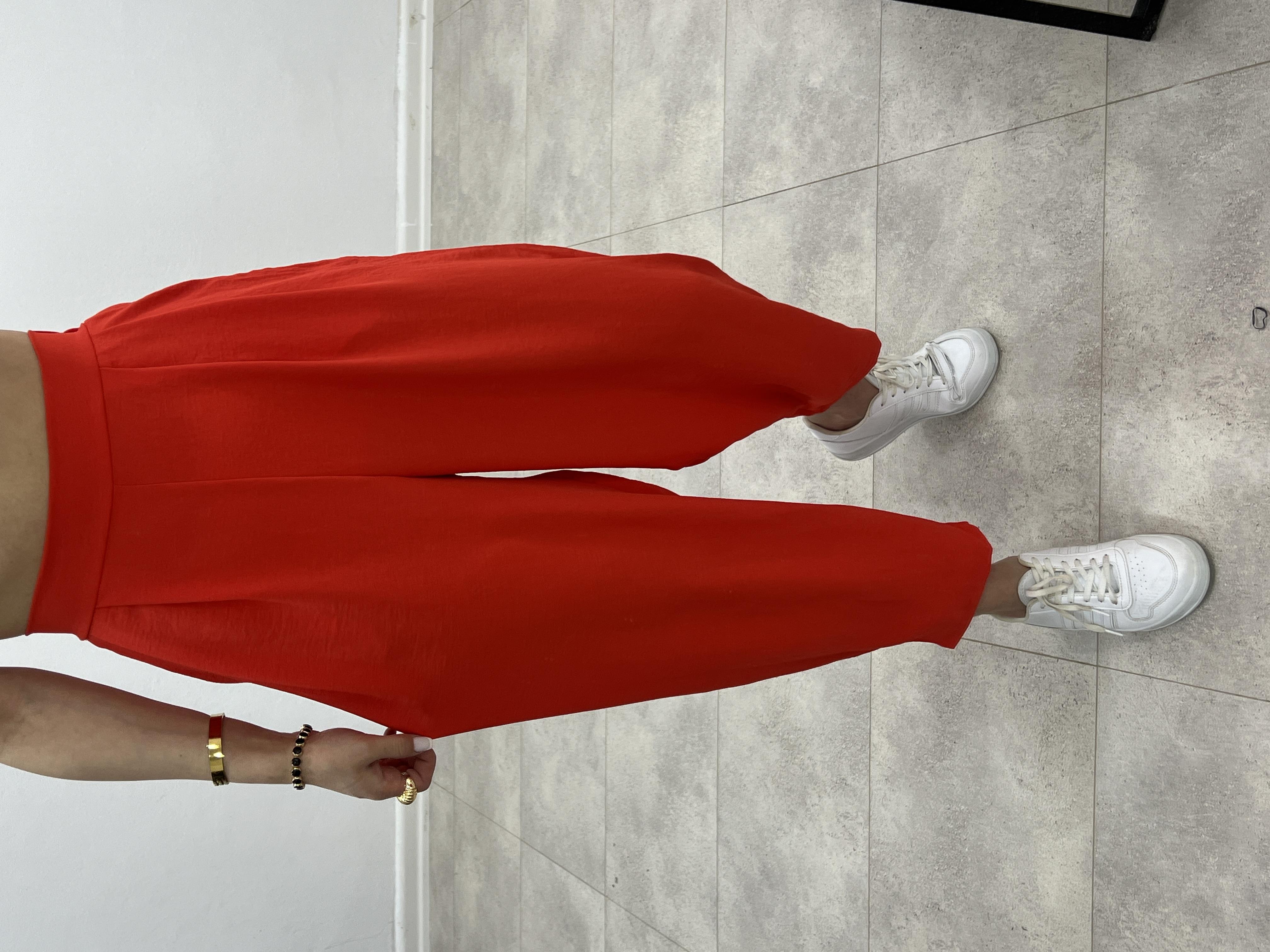 AYROBİN KETEN ŞALVAR PANTOLON NAR ÇİÇEĞİ