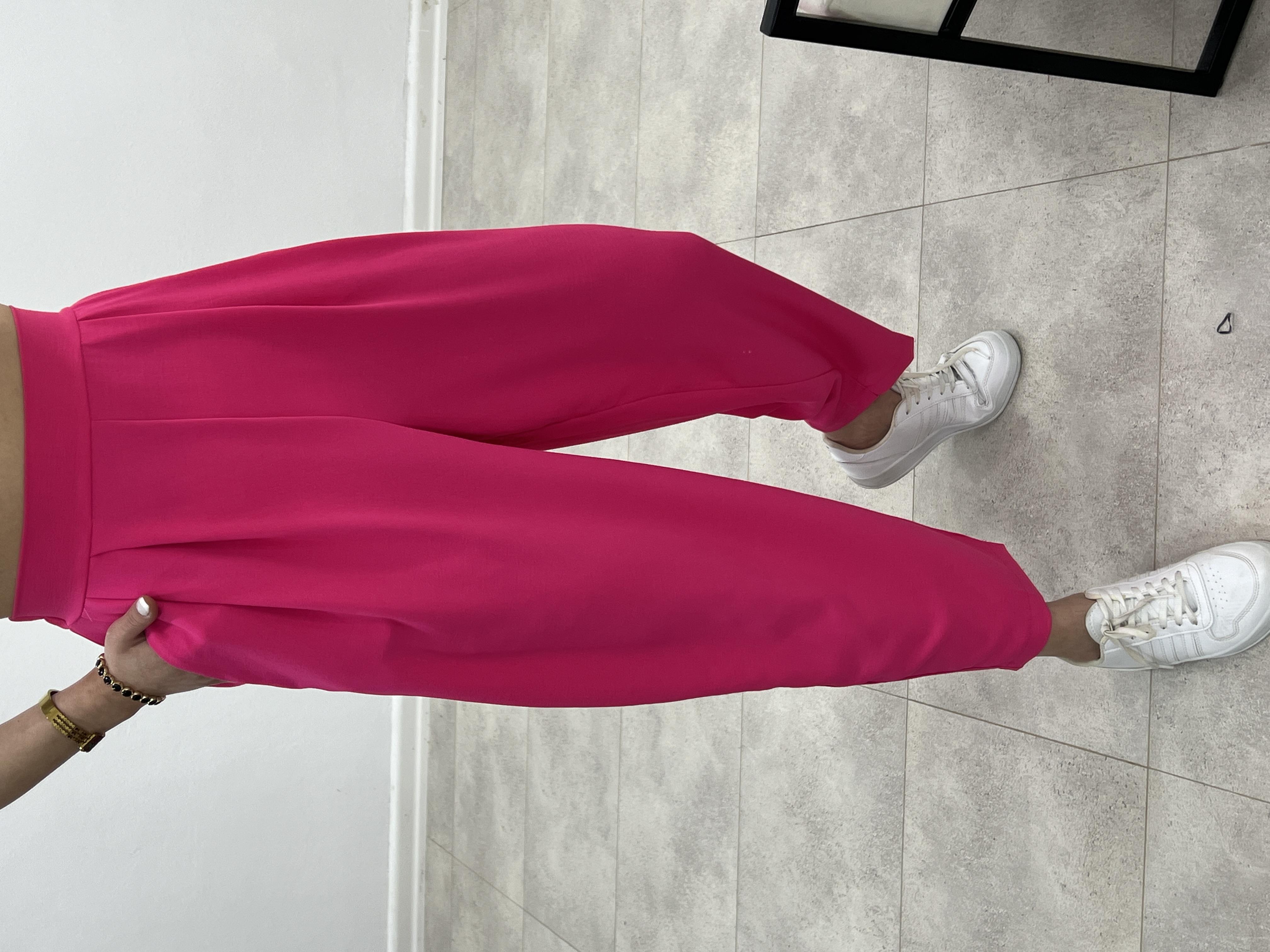 AYROBİN KETEN ŞALVAR PANTOLON PEMBE