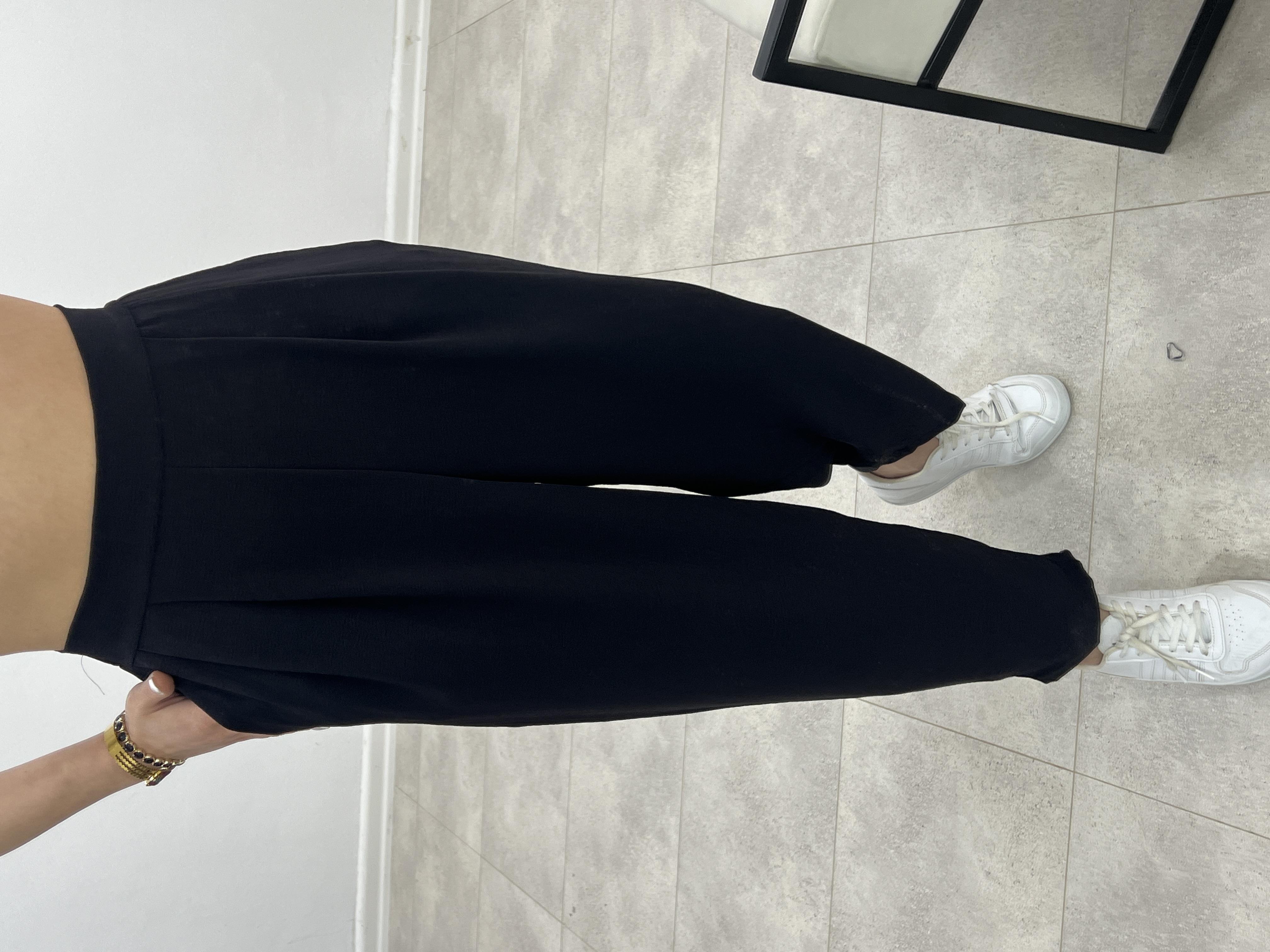 AYROBİN KETEN ŞALVAR PANTOLON SİYAH 