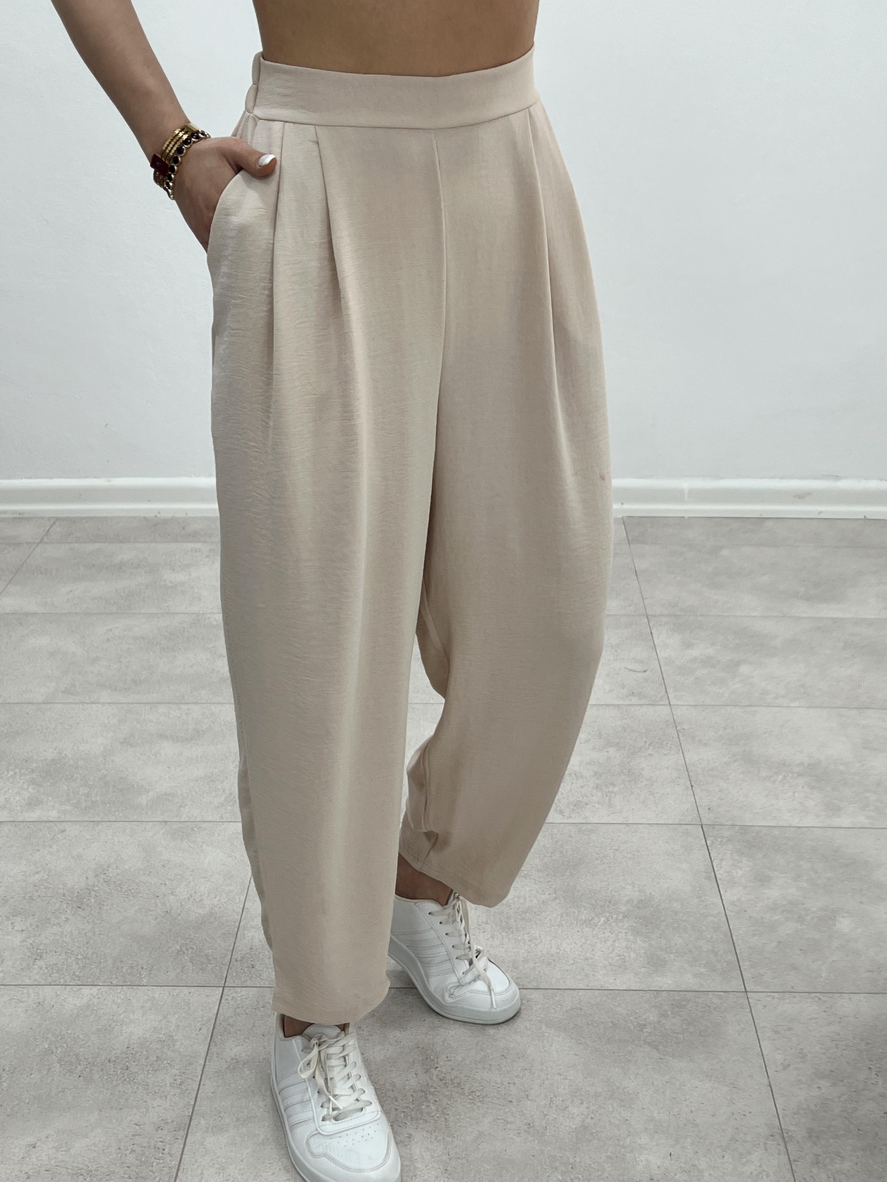 AYROBİN KETEN ŞALVAR PANTOLON TAŞ