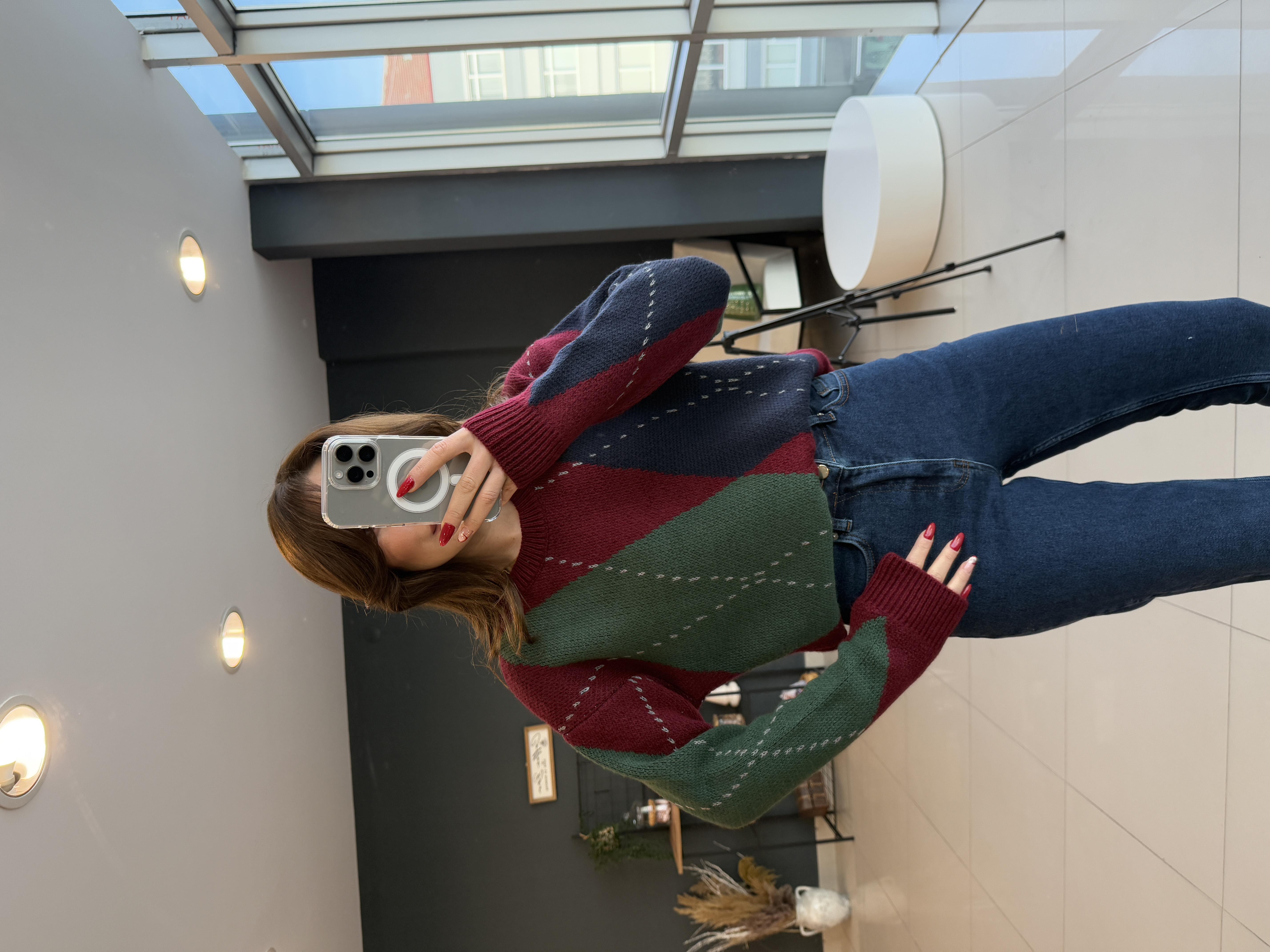 BAKLAVA DESEN KAZAK BORDO