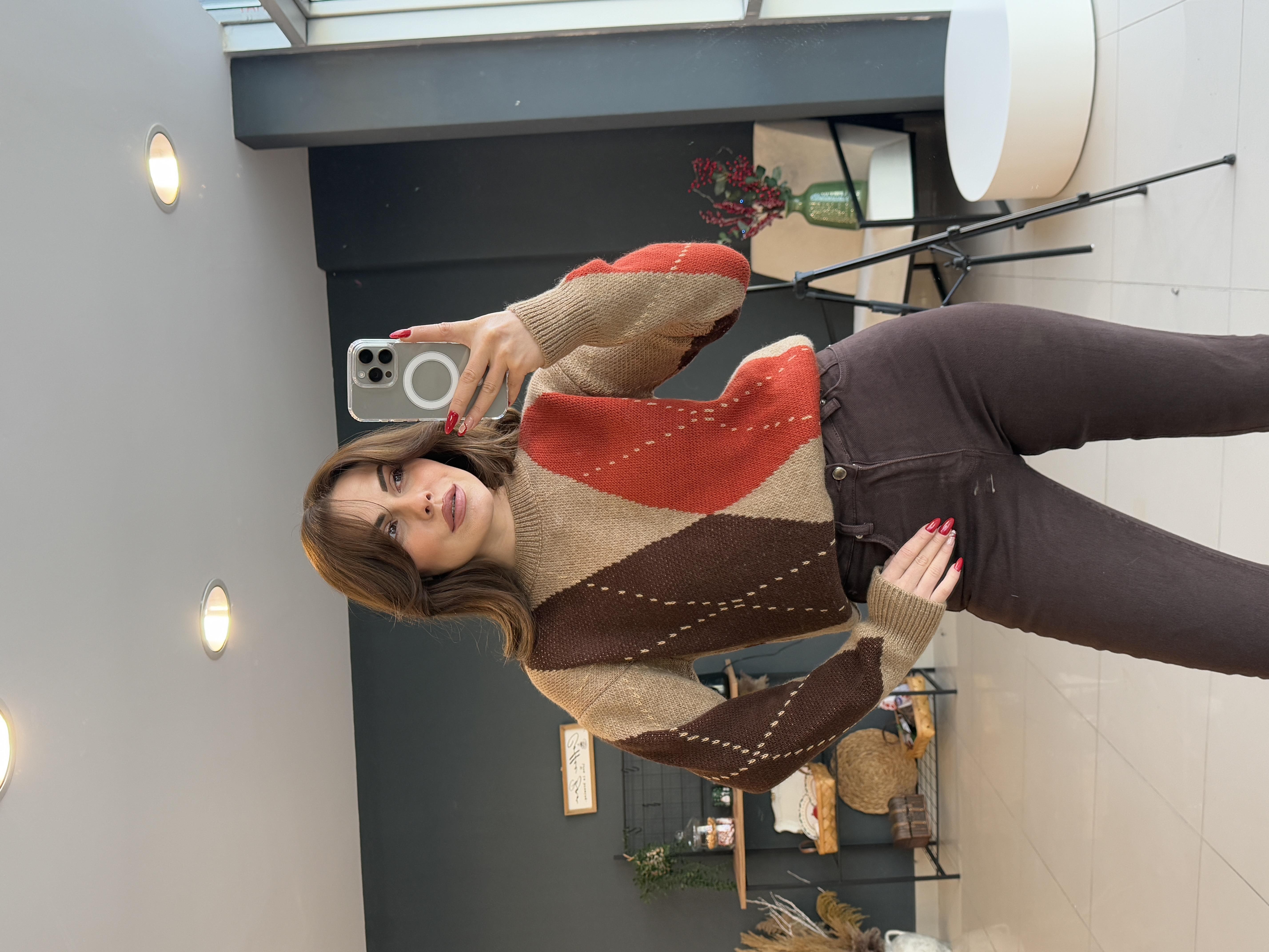 BAKLAVA DESEN KAZAK KAHVE