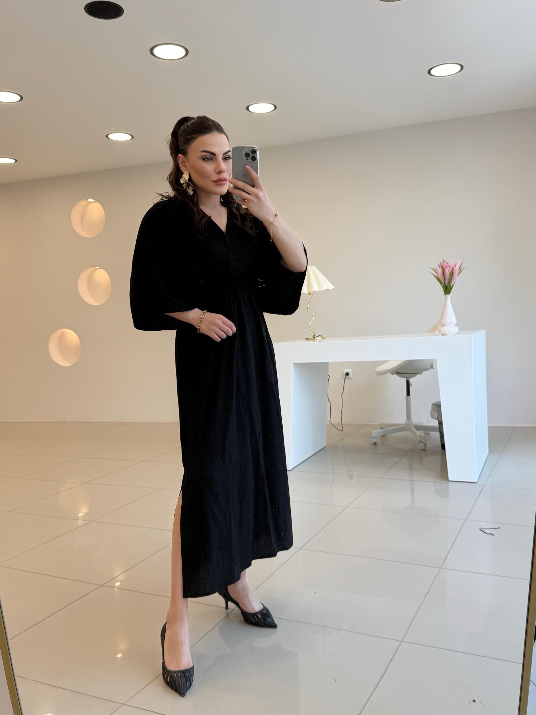 BELİ LASTİKLİ PREMİUM SERİ SİYAH  ELBİSE