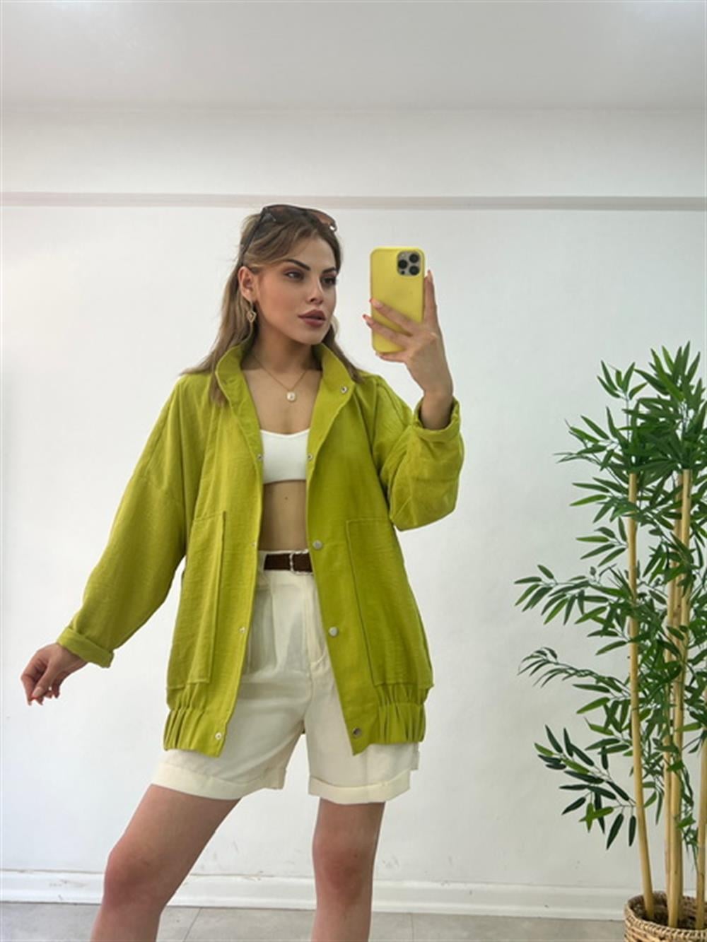 BOMBER KETEN CEKET OLİV YEŞİL