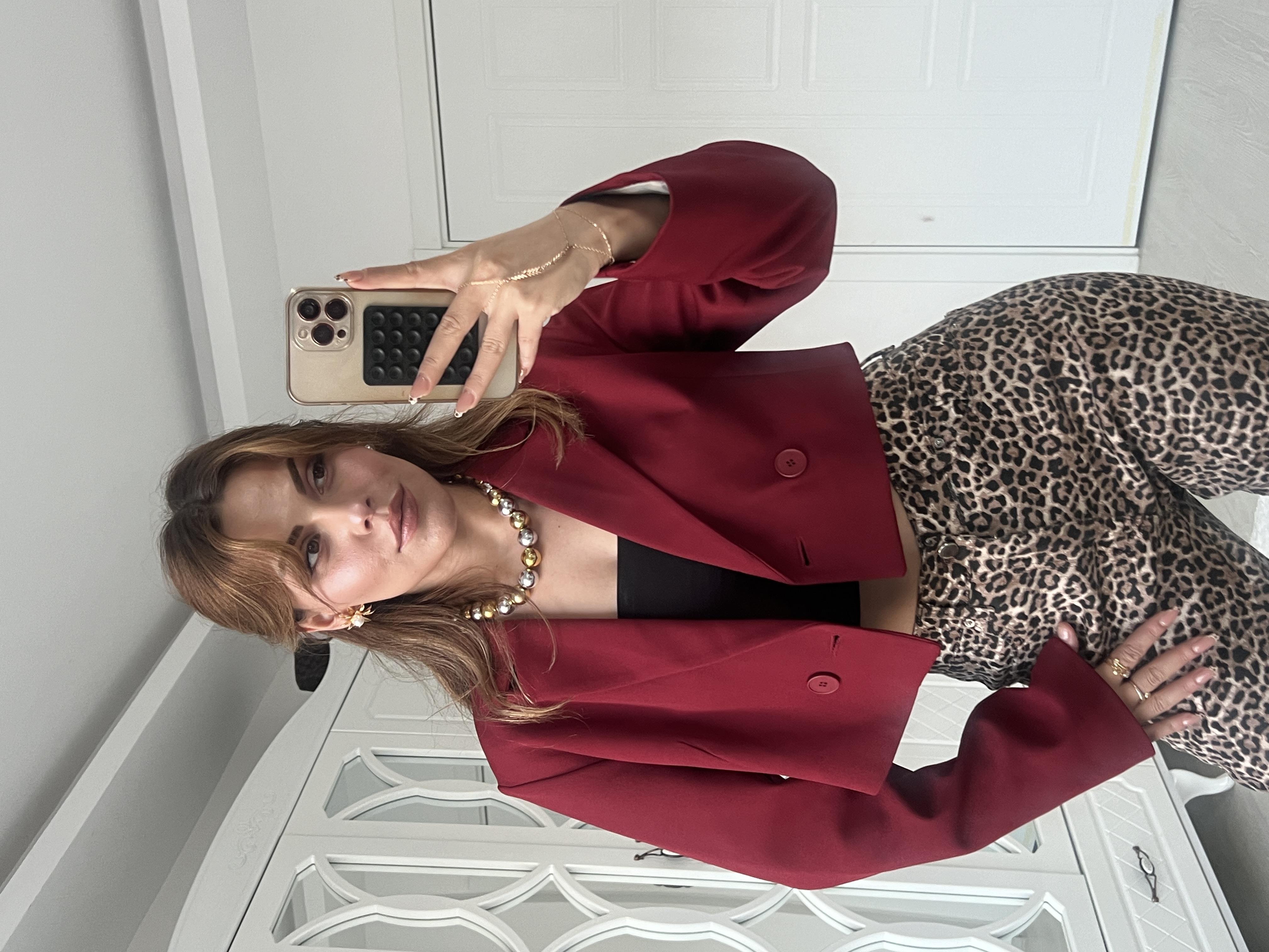 BORDO ASTARLI BLAZER CEKET 